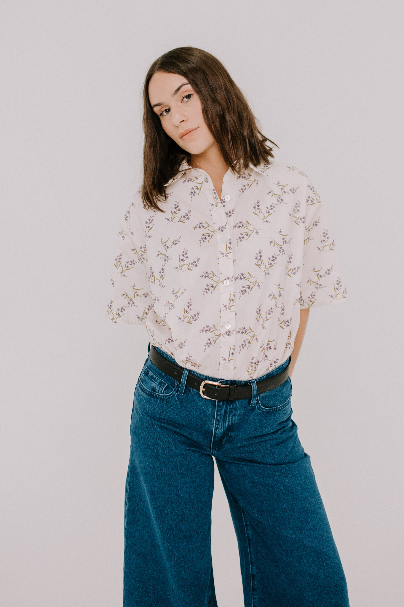 Annie - Jasper Shirt - Winter White Floral