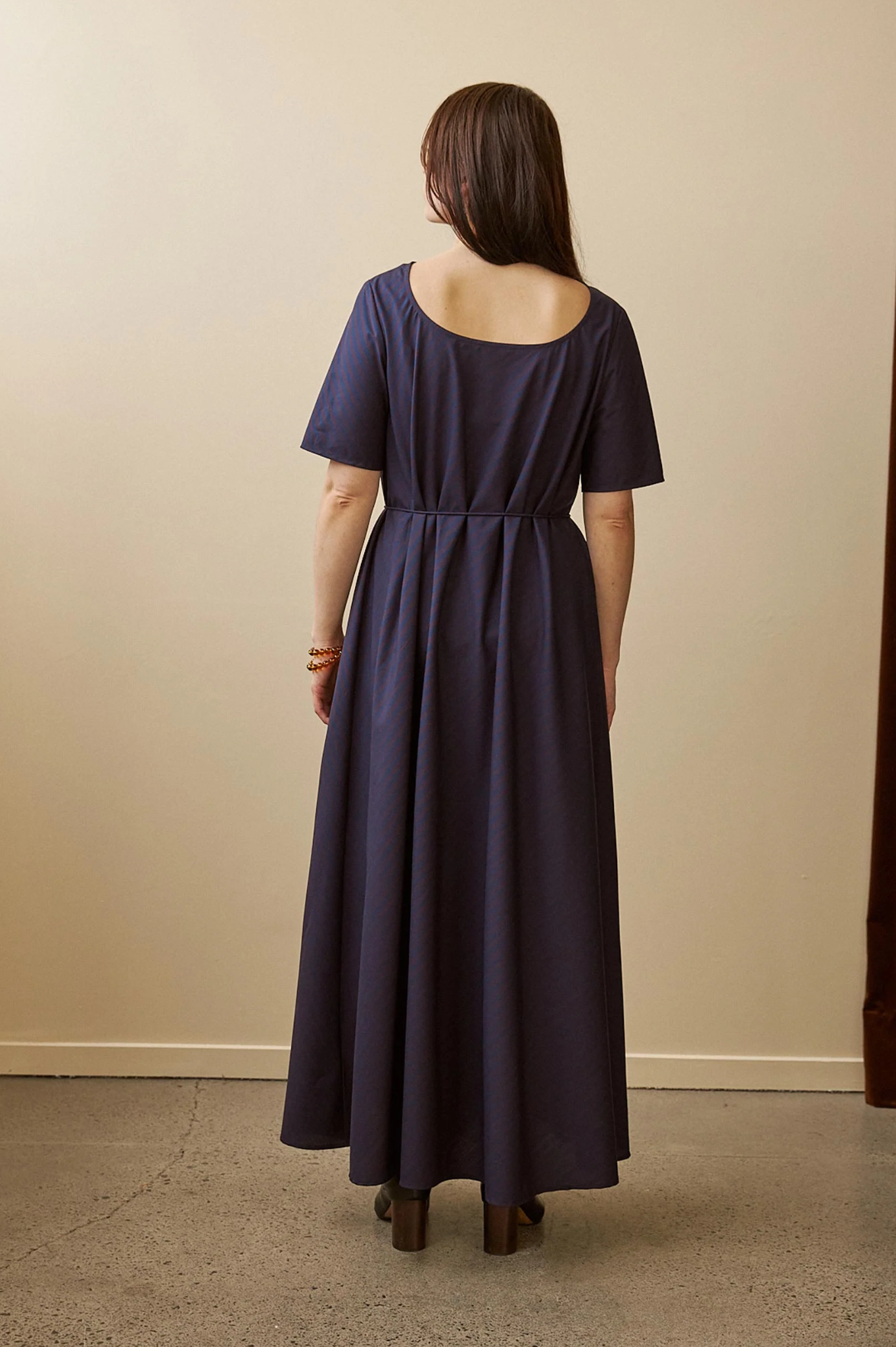 Penny Sage - Tempo Dress - Oxford Plum Stripe