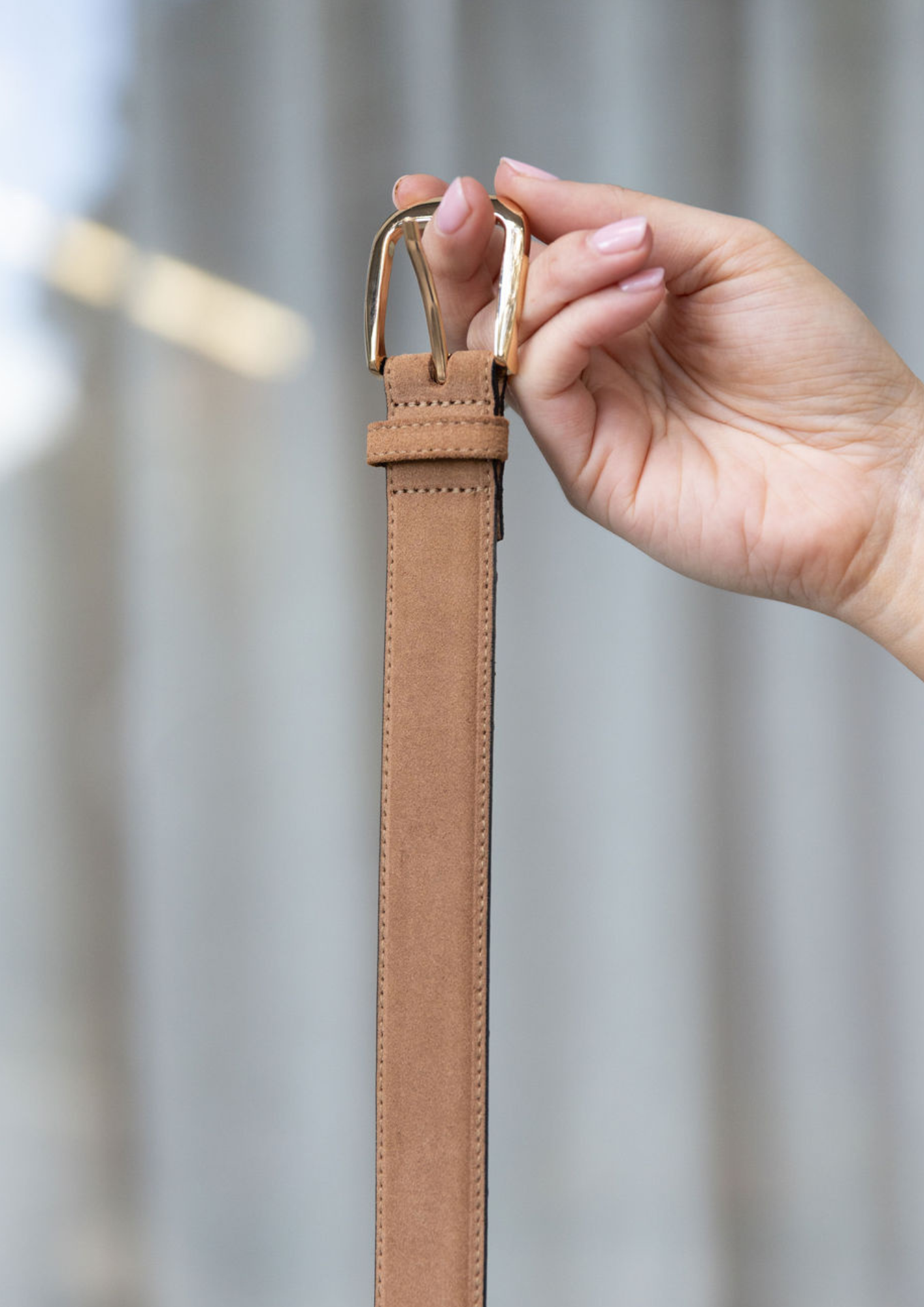 Annie - Line Leather Belt - Tan Suede
