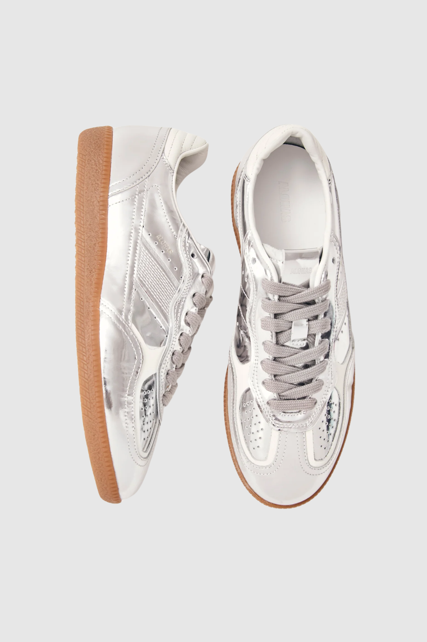 Alohas - Tb.490 Rife Shimmer Silver Cream Leather Sneakers