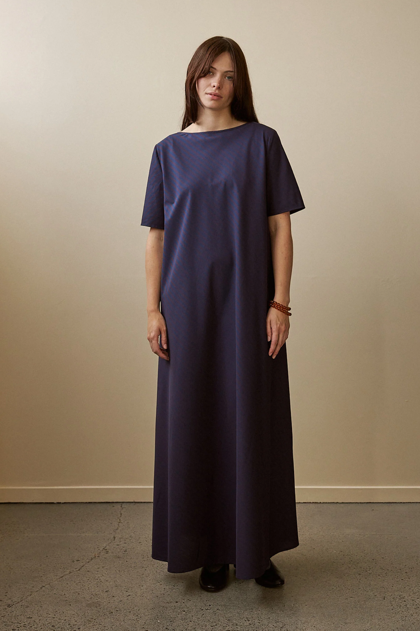 Penny Sage - Tempo Dress - Oxford Plum Stripe