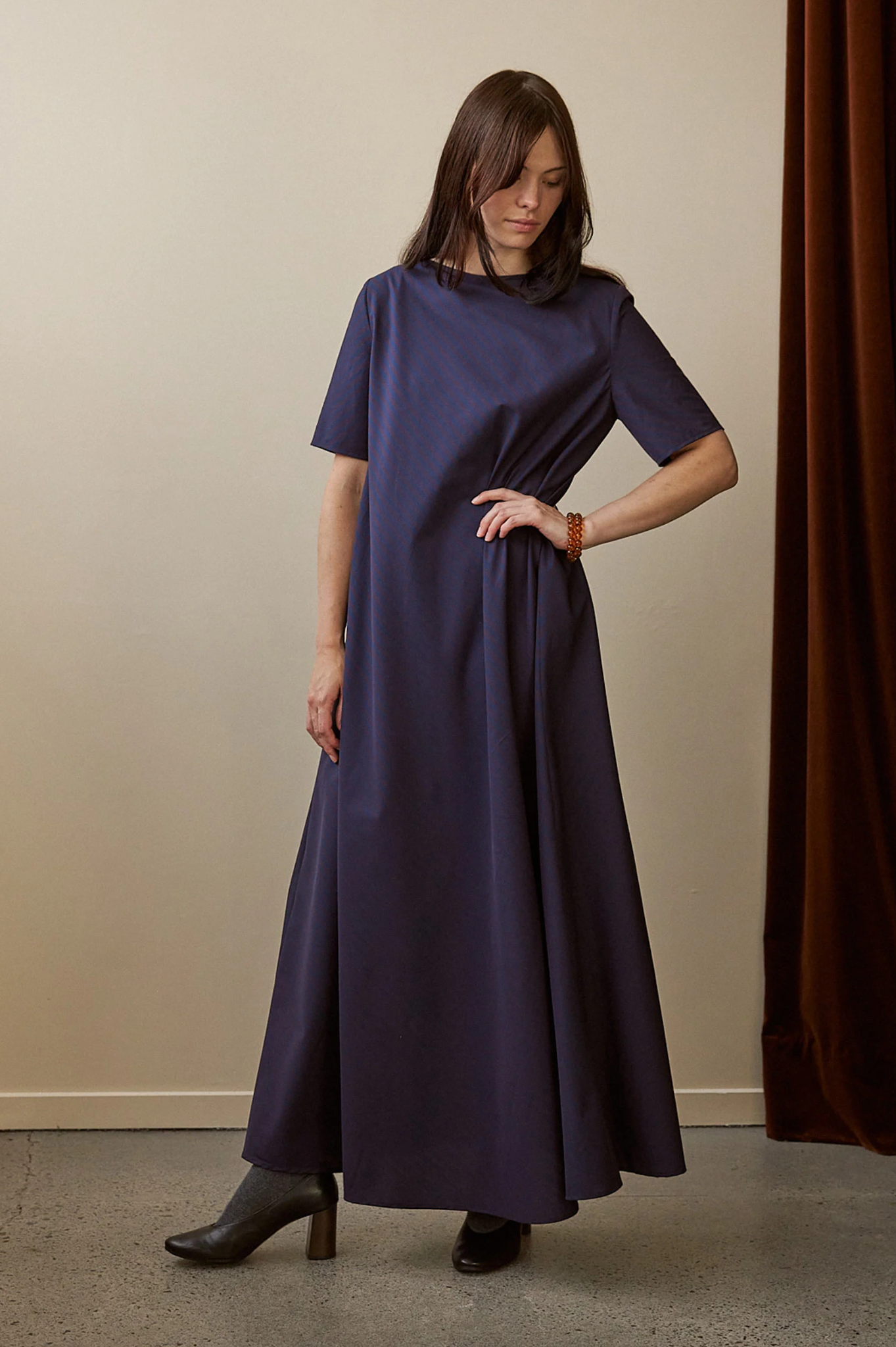 Penny Sage - Tempo Dress - Oxford Plum Stripe