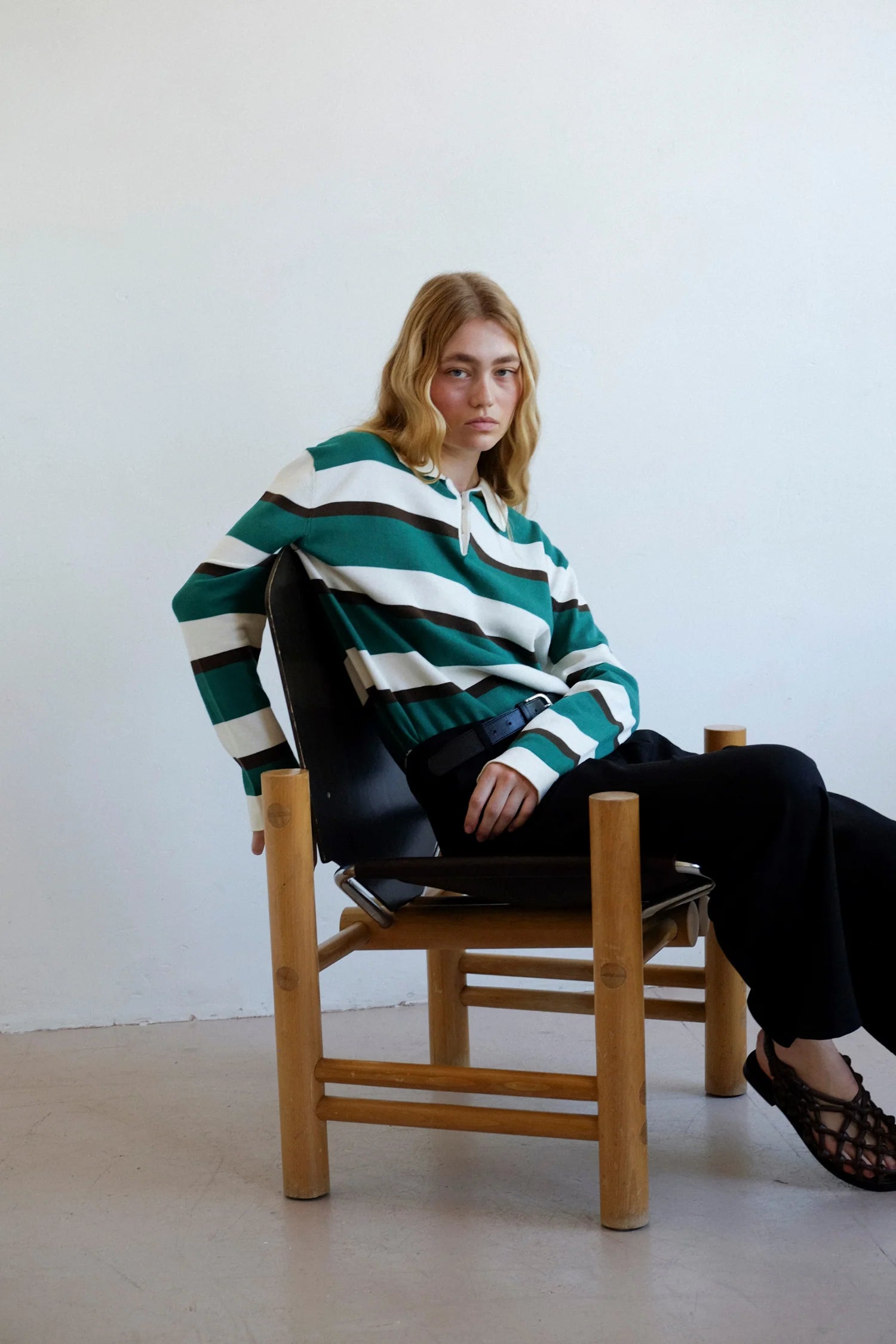 Commonplace - Prep Stripe Polo - Dark Green