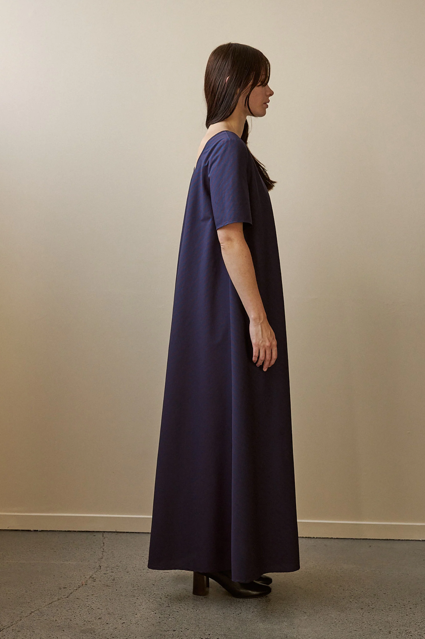 Penny Sage - Tempo Dress - Oxford Plum Stripe