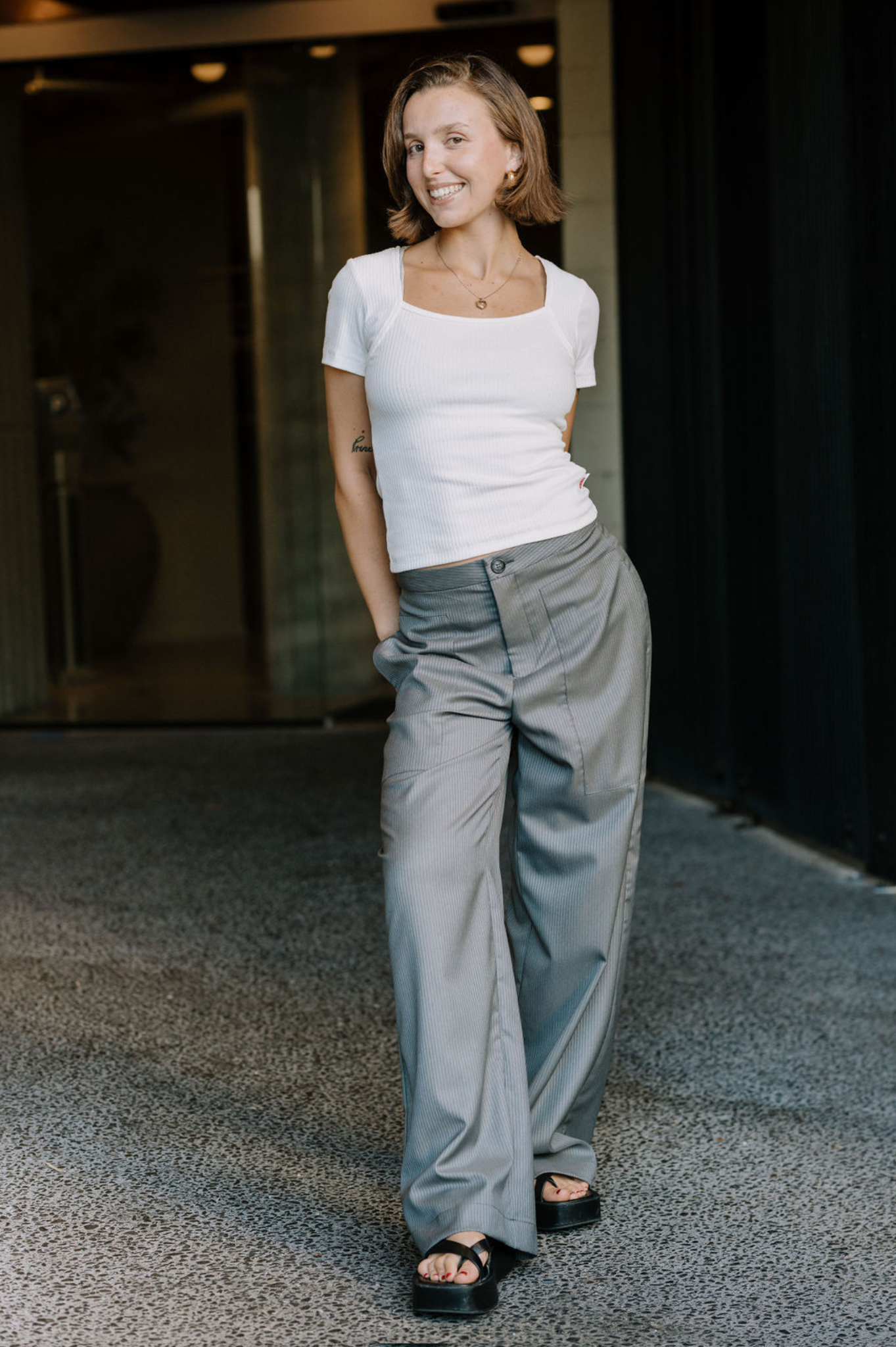 Annie - Juni Ribbed Tee - White