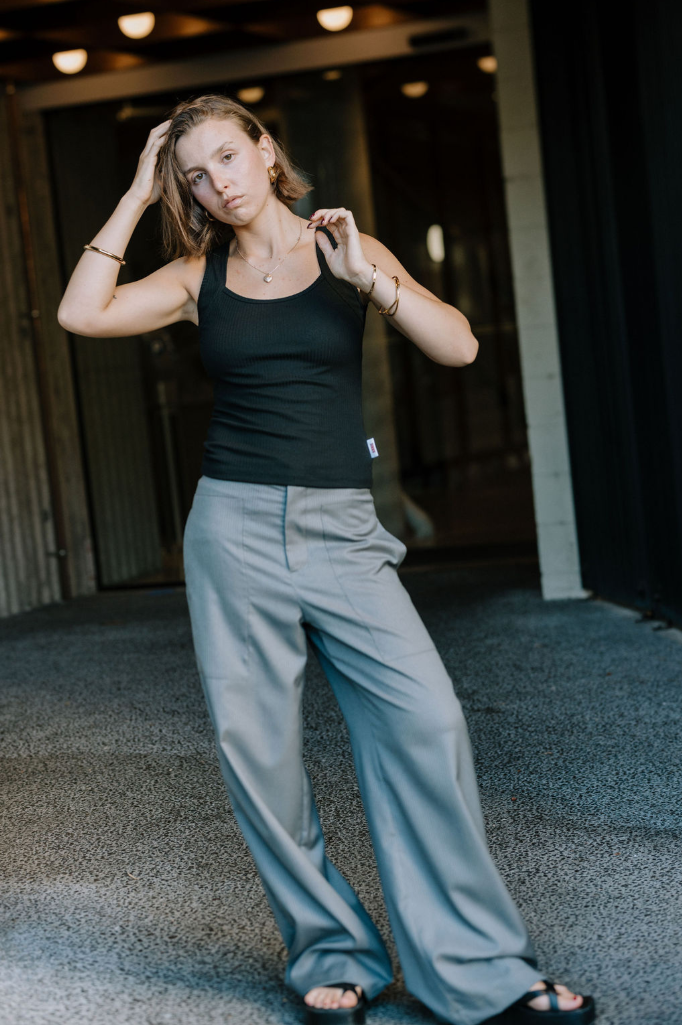 Annie - Juni Ribbed Tank - Black