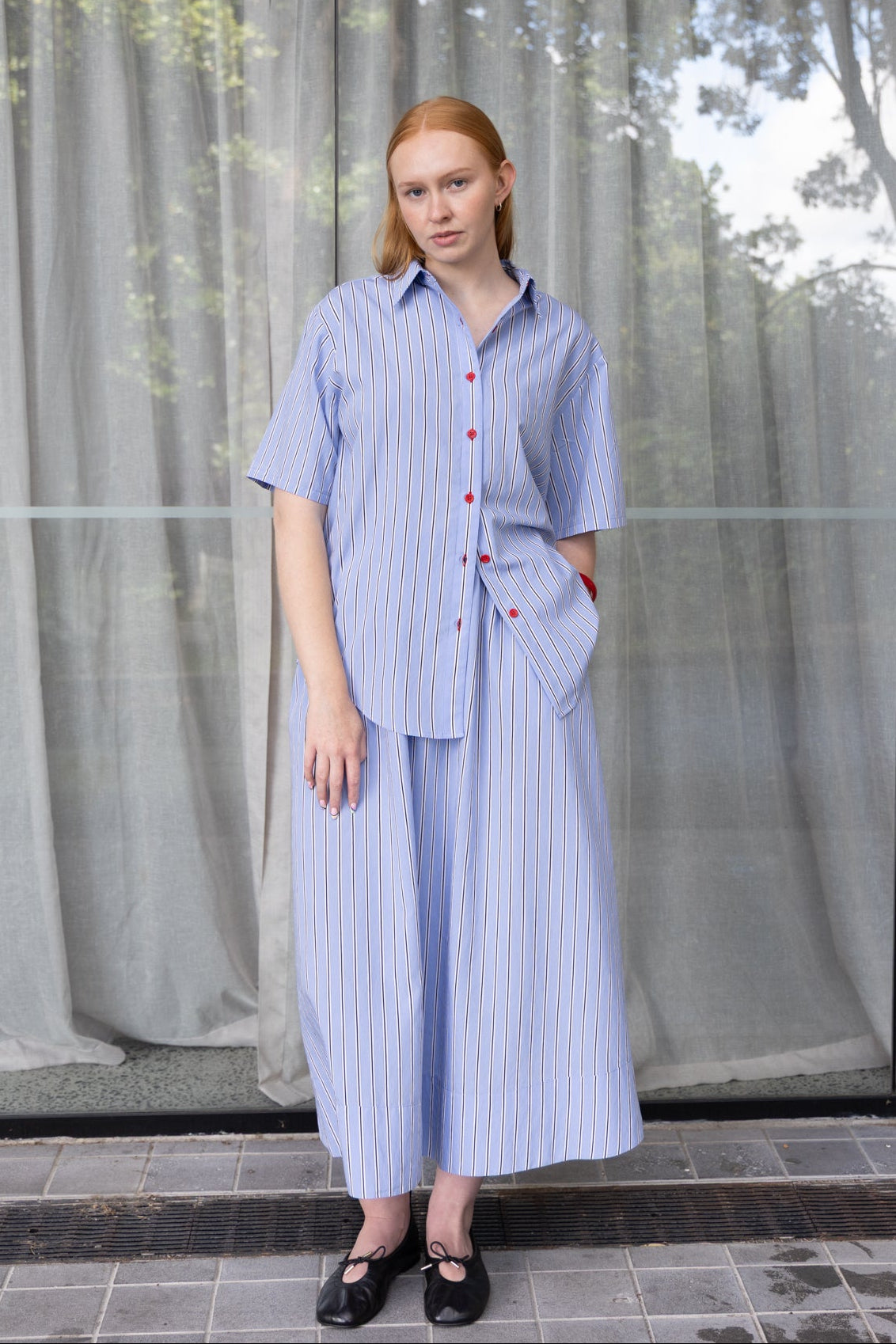 Annie - Jasper Shirt - Pale Blue Stripe