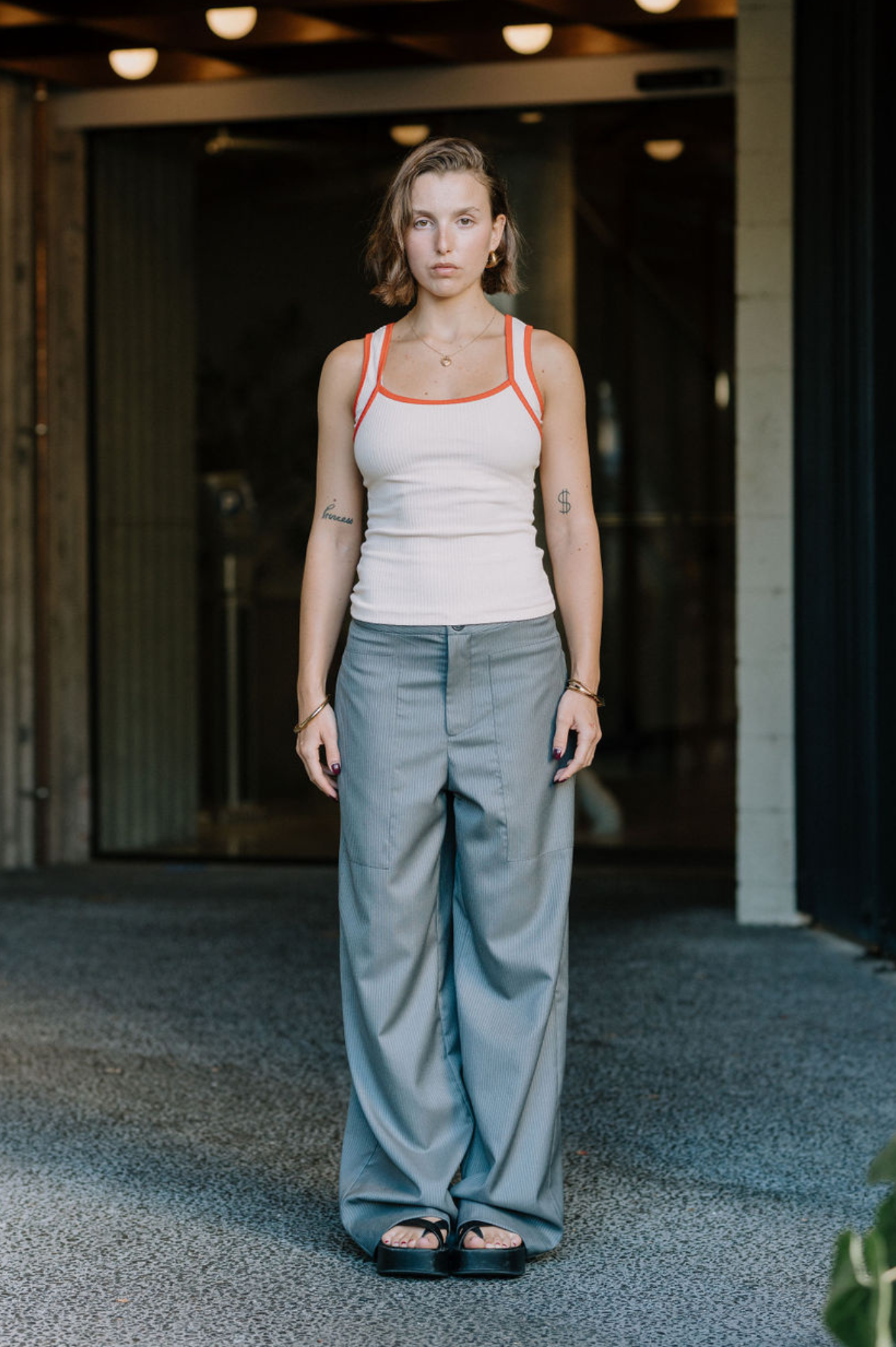 Annie - Juni Ribbed Contrast Tank - Vanilla/Ruby