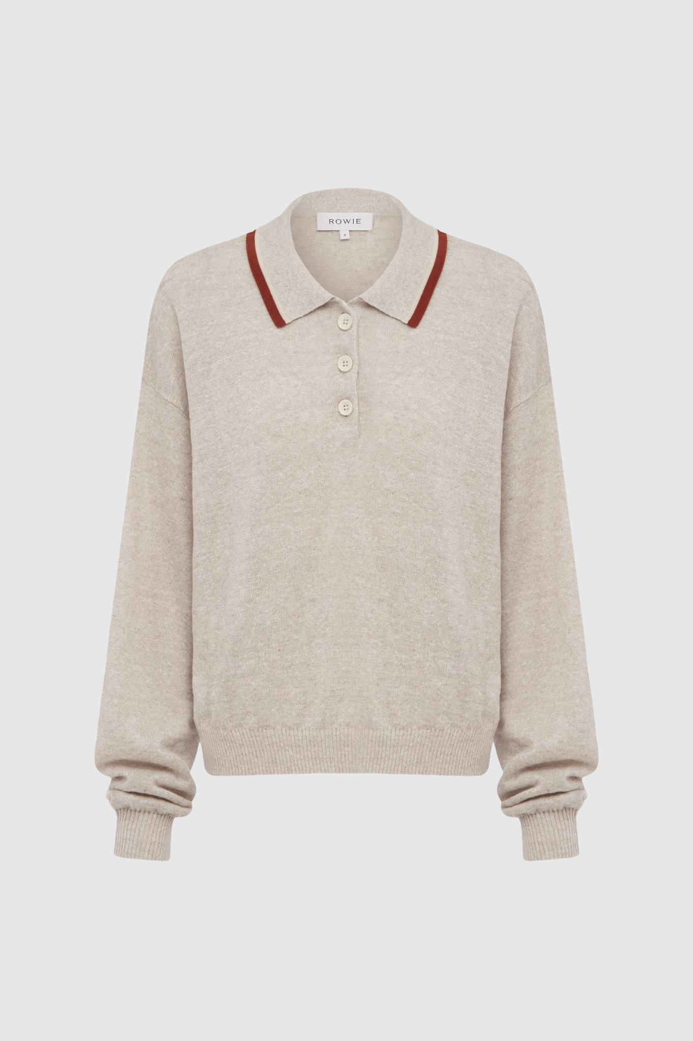 Rowie - Uma Linen Knit Polo Top - Oat Marle