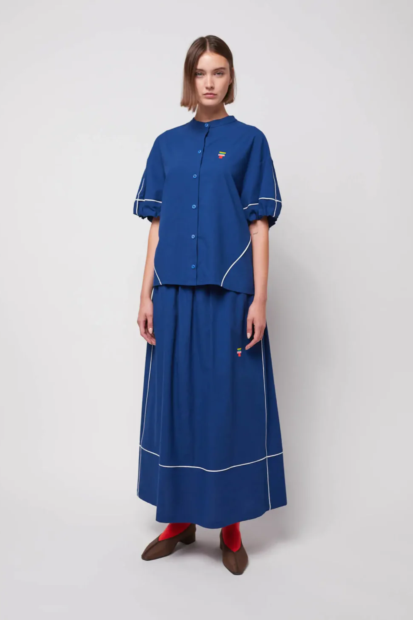 Bobo Choses - Contrast Trim Evasé Skirt