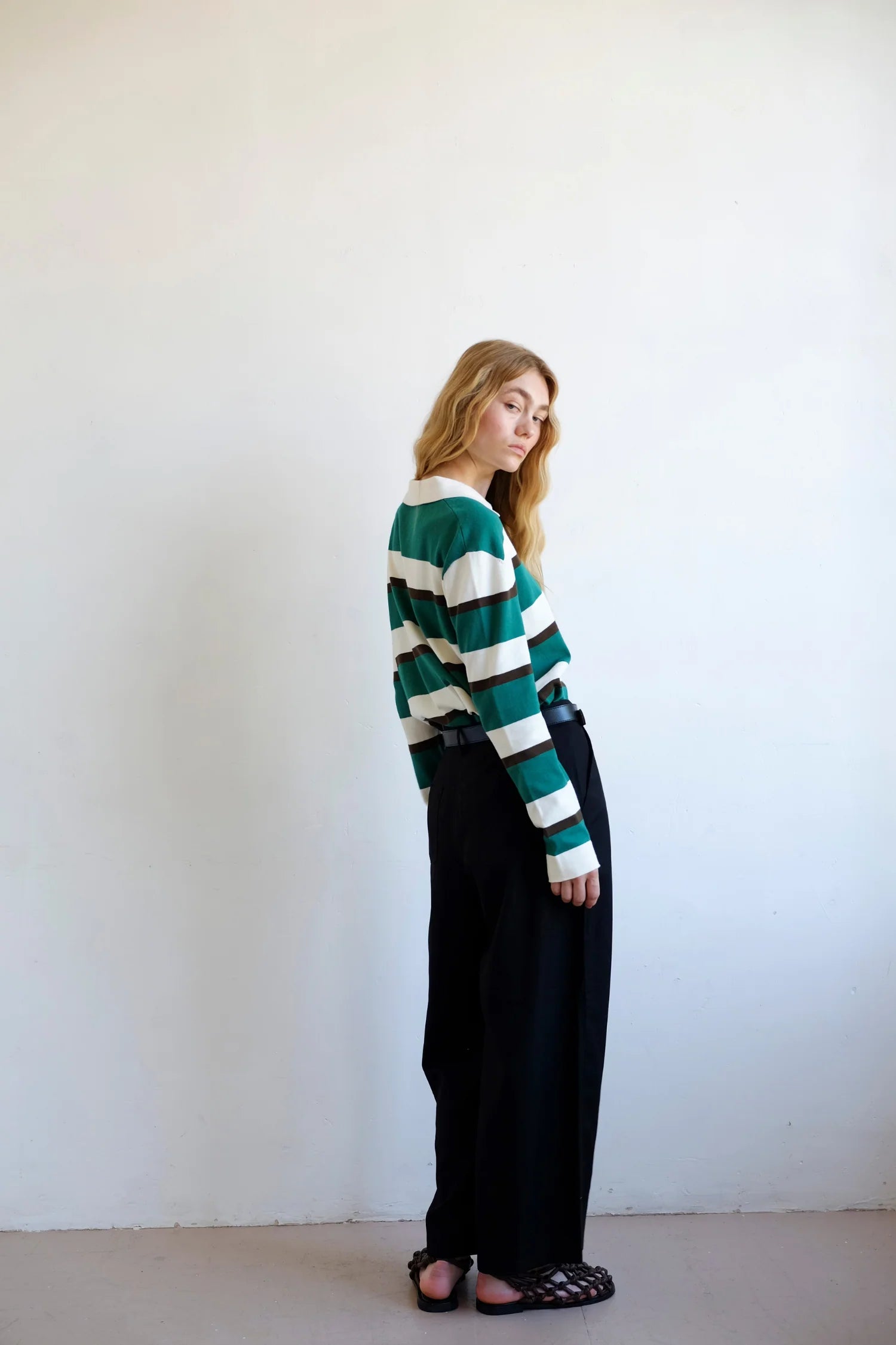 Commonplace - Prep Stripe Polo - Dark Green