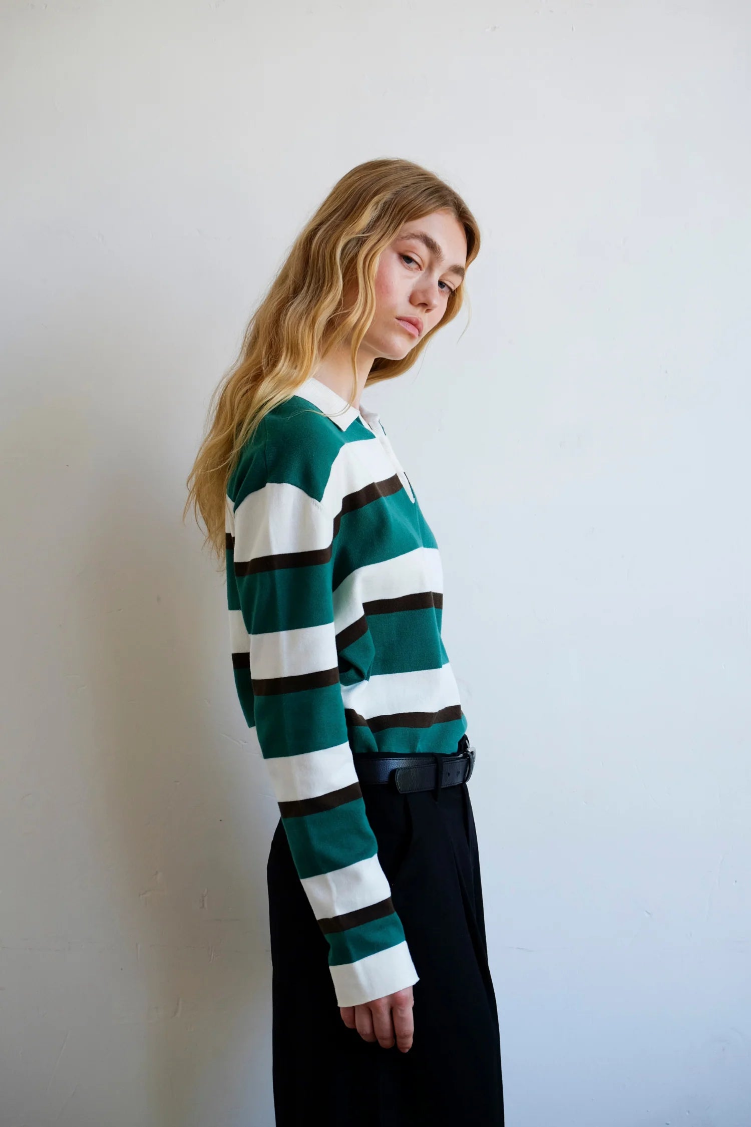 Commonplace - Prep Stripe Polo - Dark Green