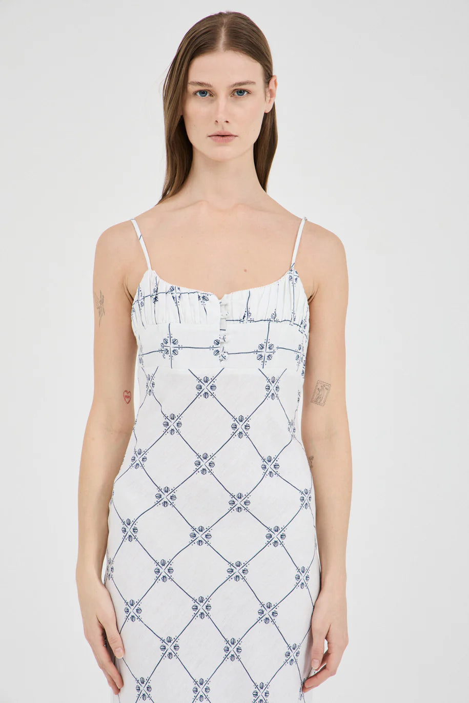 Friend Of Audrey - Seashell Linen Singlet Dress - Seashell