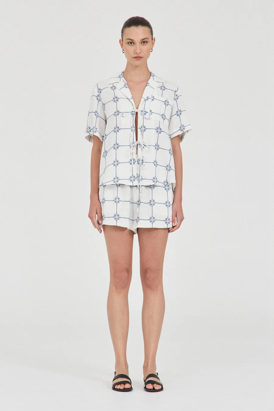 LAST ONE | Friend Of Audrey - Seashell Linen Tie Top - Seashell
