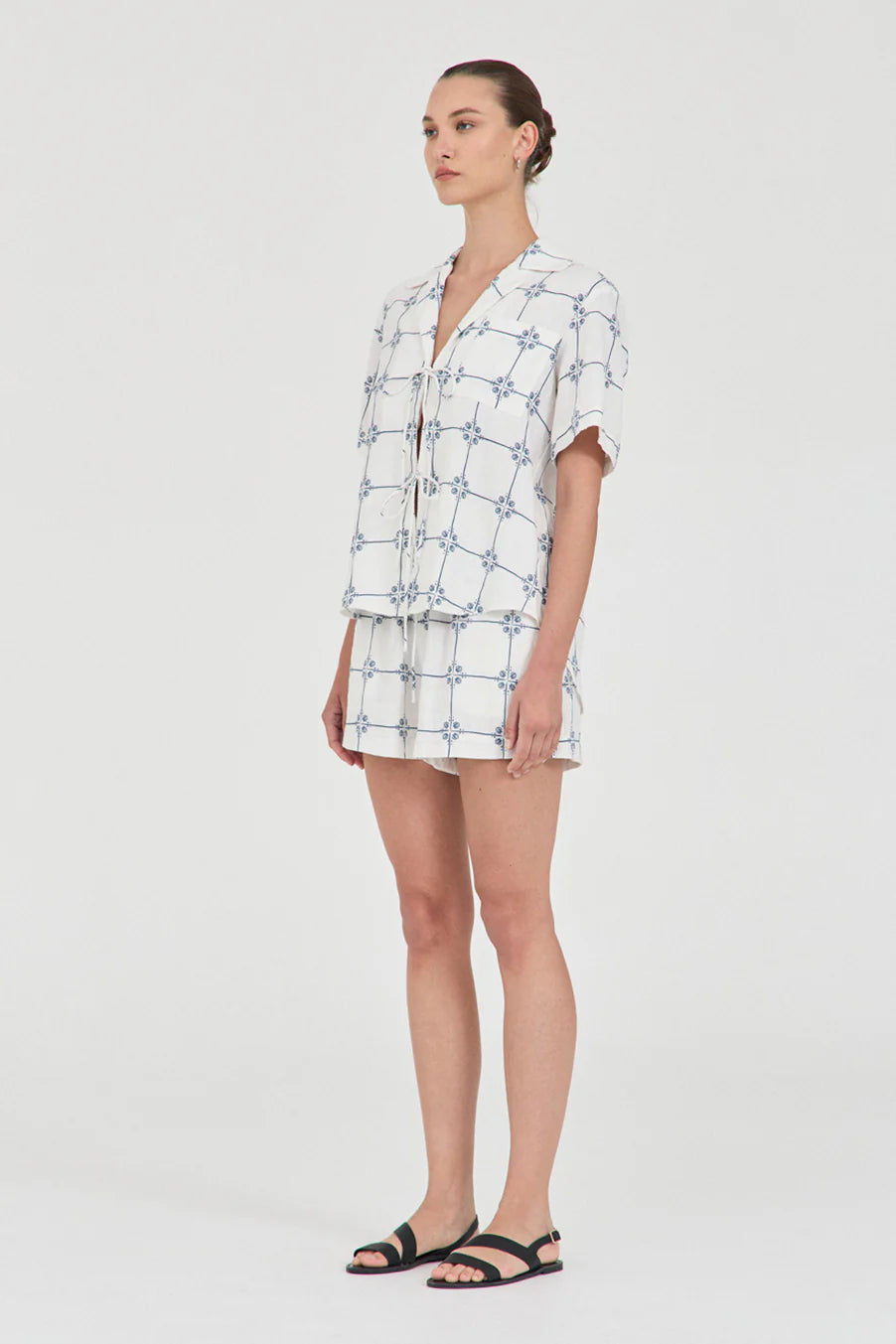 LAST ONE | Friend Of Audrey - Seashell Linen Tie Top - Seashell