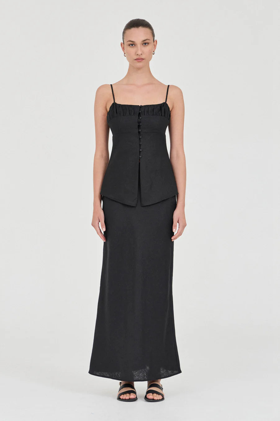 Friend Of Audrey - Lydia Linen Singlet Top - Black
