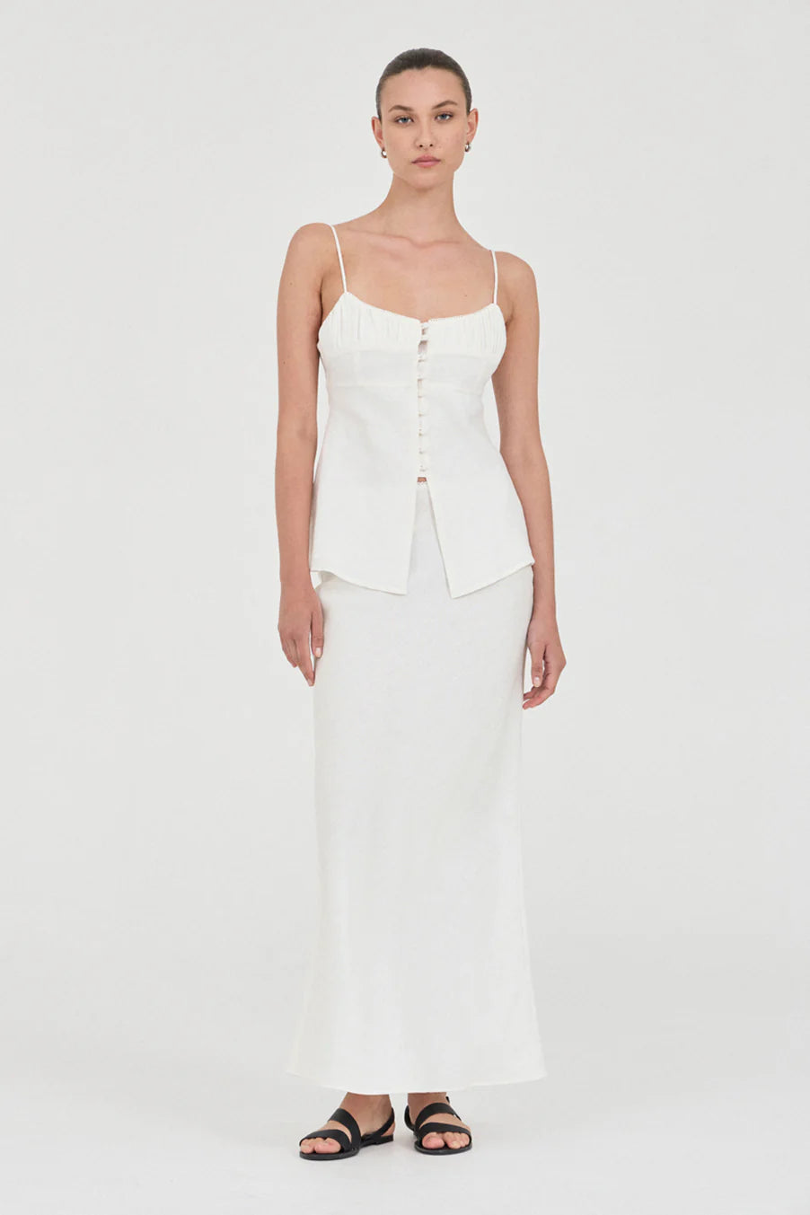Friend Of Audrey - Lydia Linen Singlet Top - White