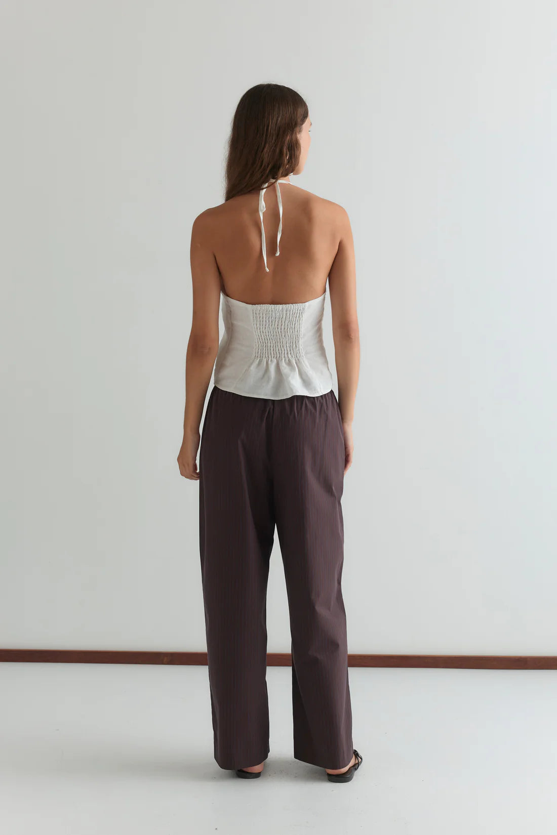 Deiji Studios - Double Button Pant - Brown Stripe