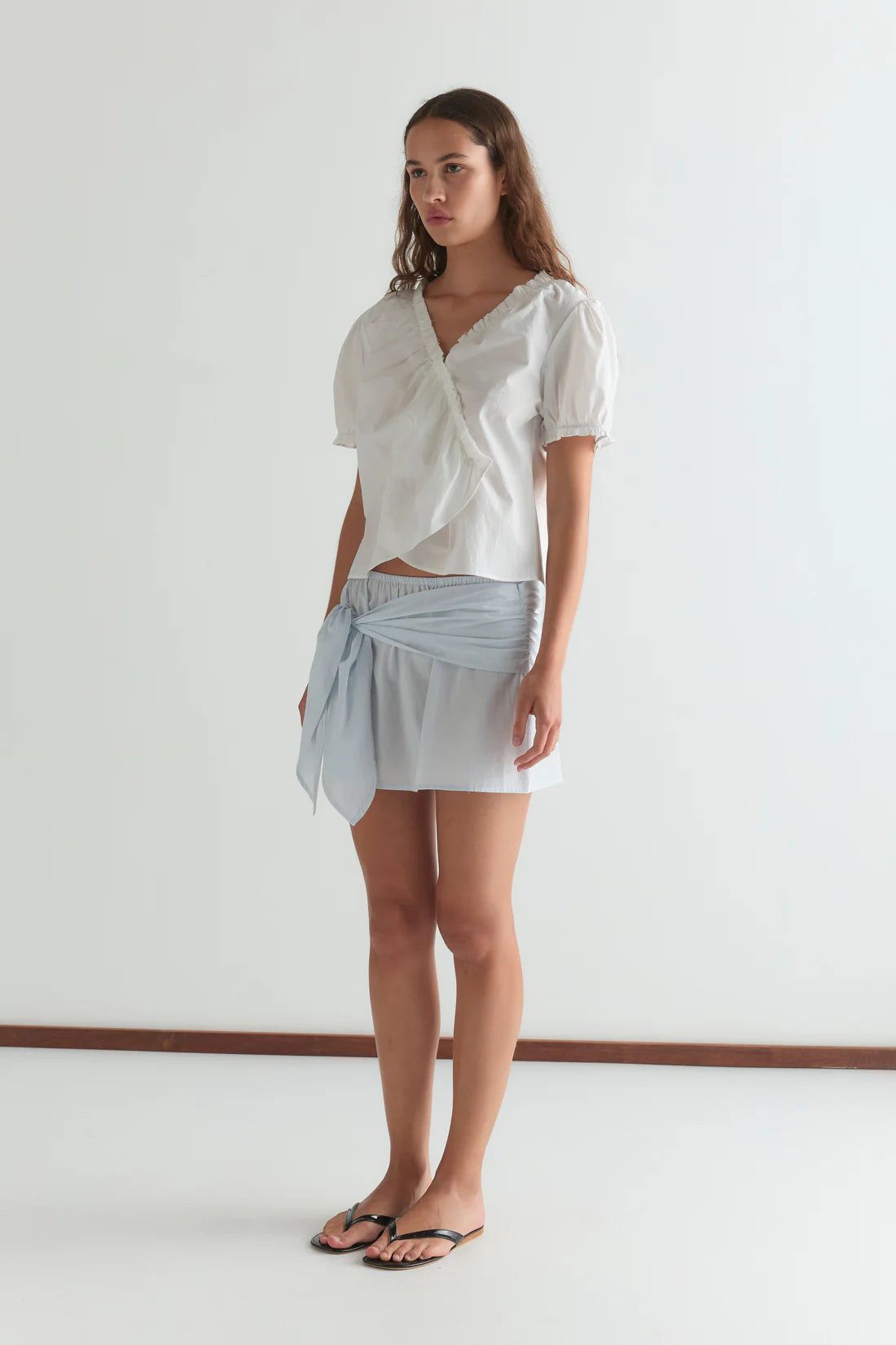Deiji Studios - Cross Frill Top - White