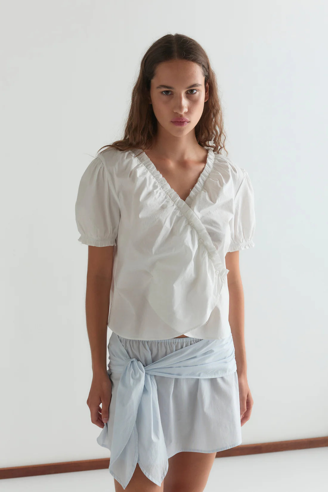 Deiji Studios - Cross Frill Top - White
