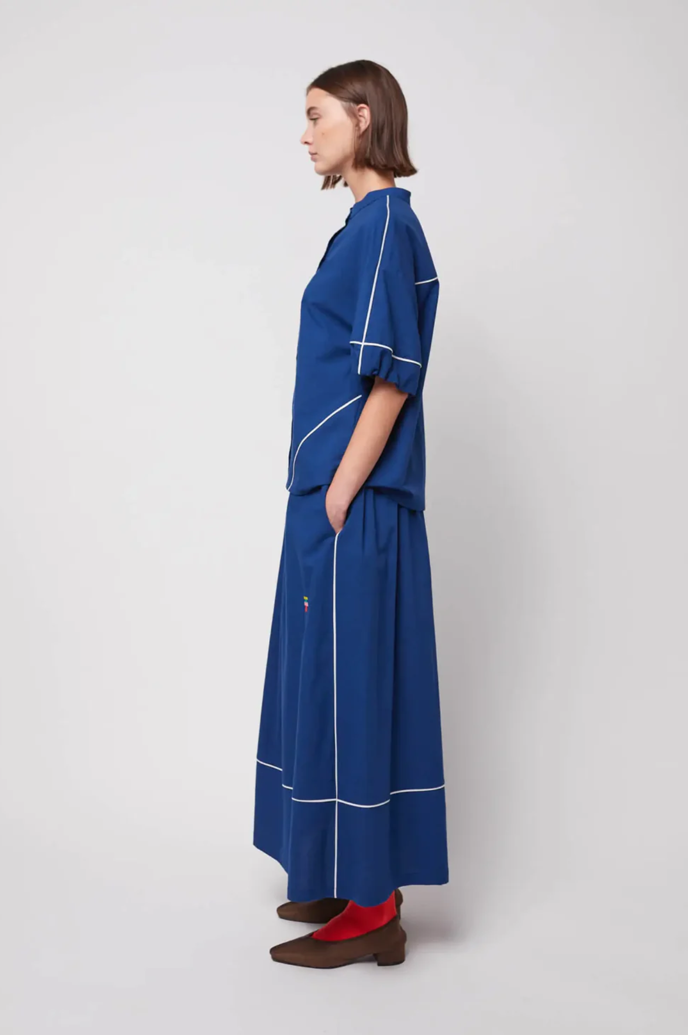 Bobo Choses - Contrast Trim Evasé Skirt