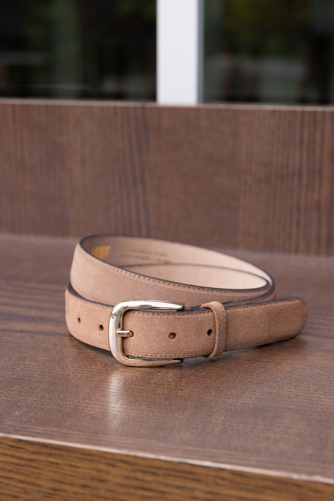 Annie - Line Leather Belt - Tan Suede