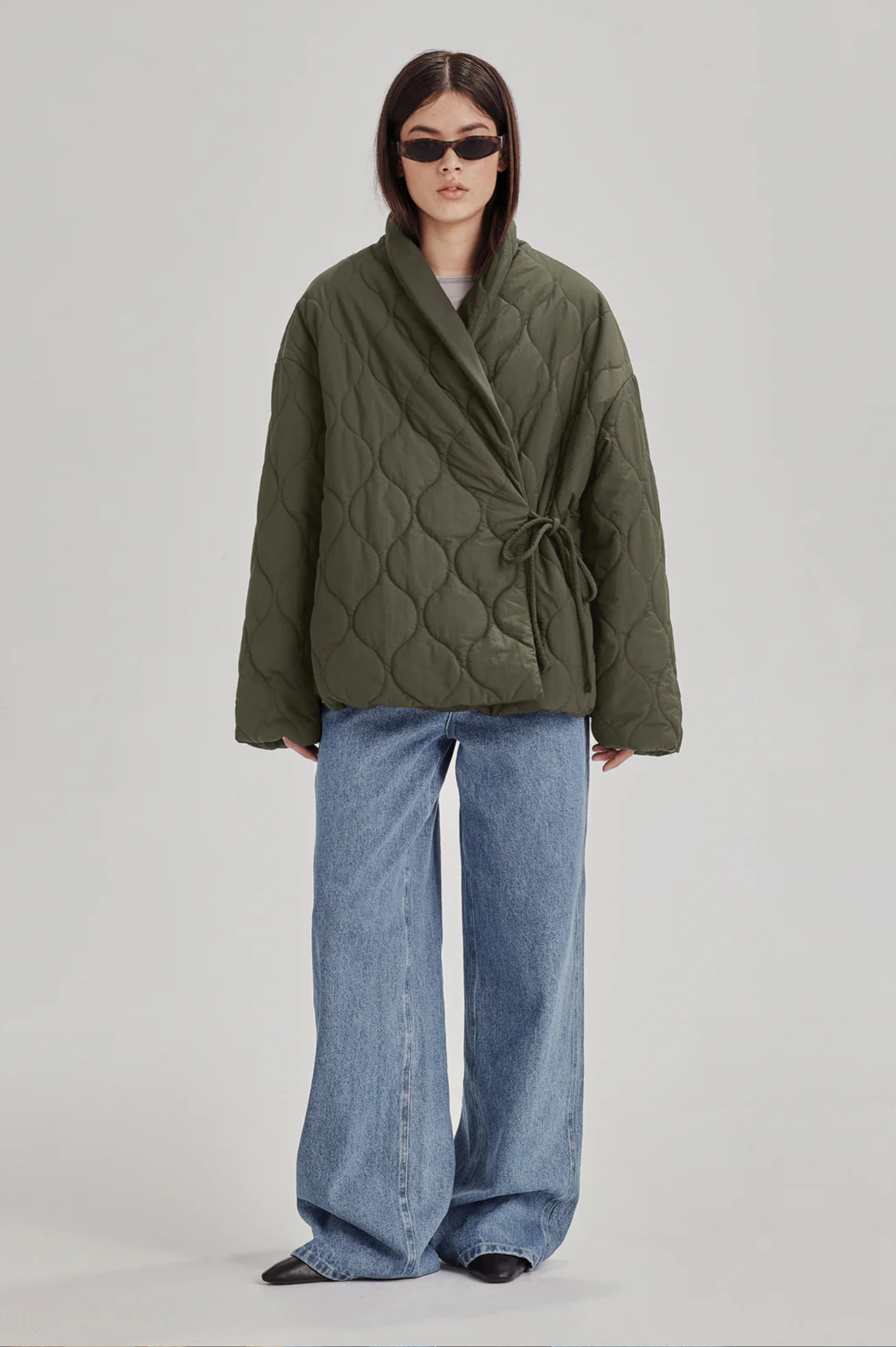 Commoners - Quilted Wrap Jacket - Olive Grey