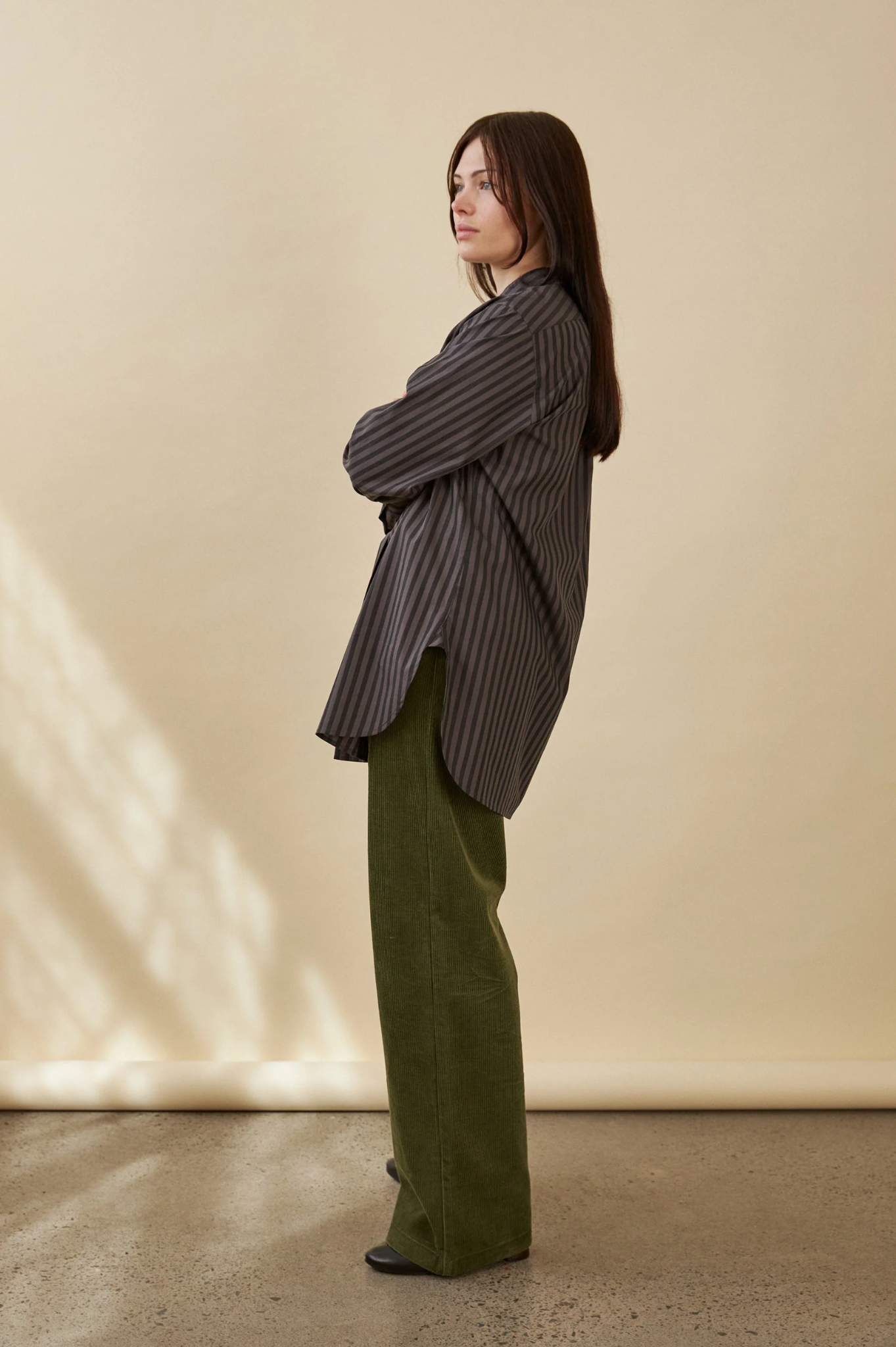 Penny Sage - Mason Shirt - Charcoal Stripe