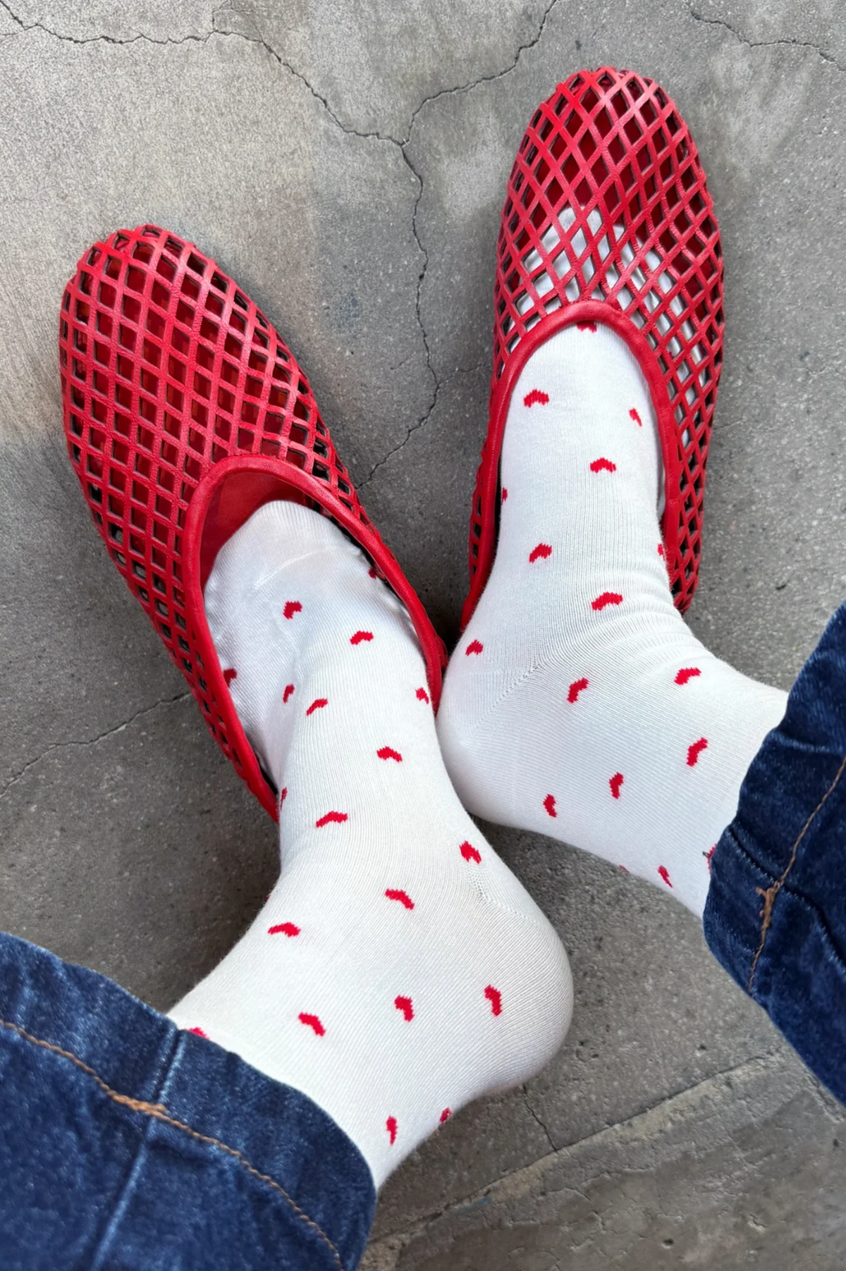 Le Bon Shoppe - Sneaker Socks - White/Red Heart