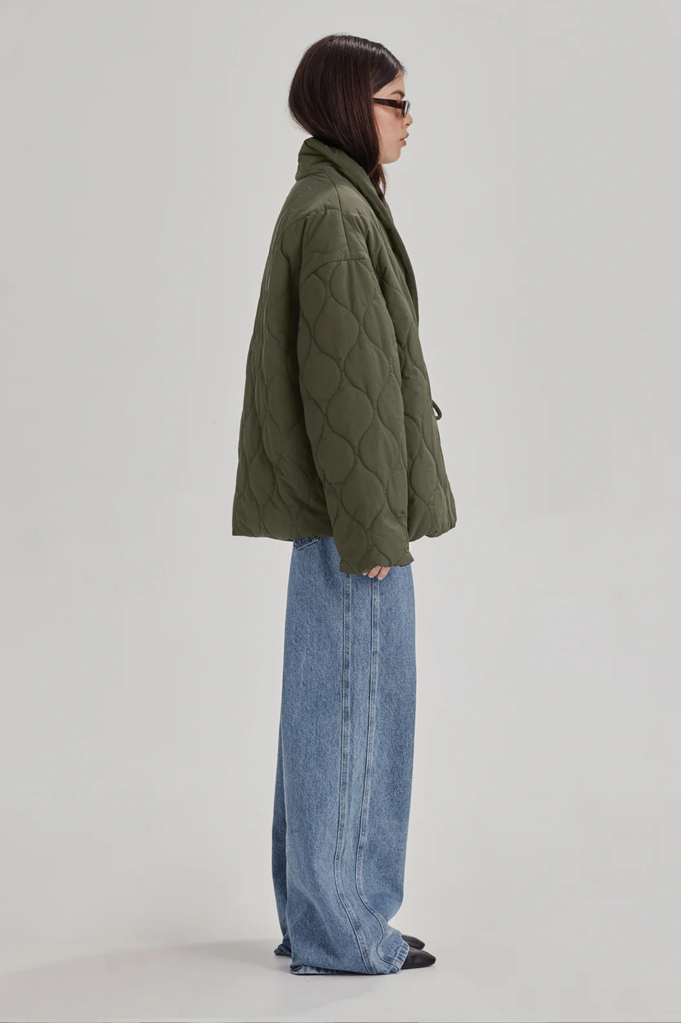 Commoners - Quilted Wrap Jacket - Olive Grey