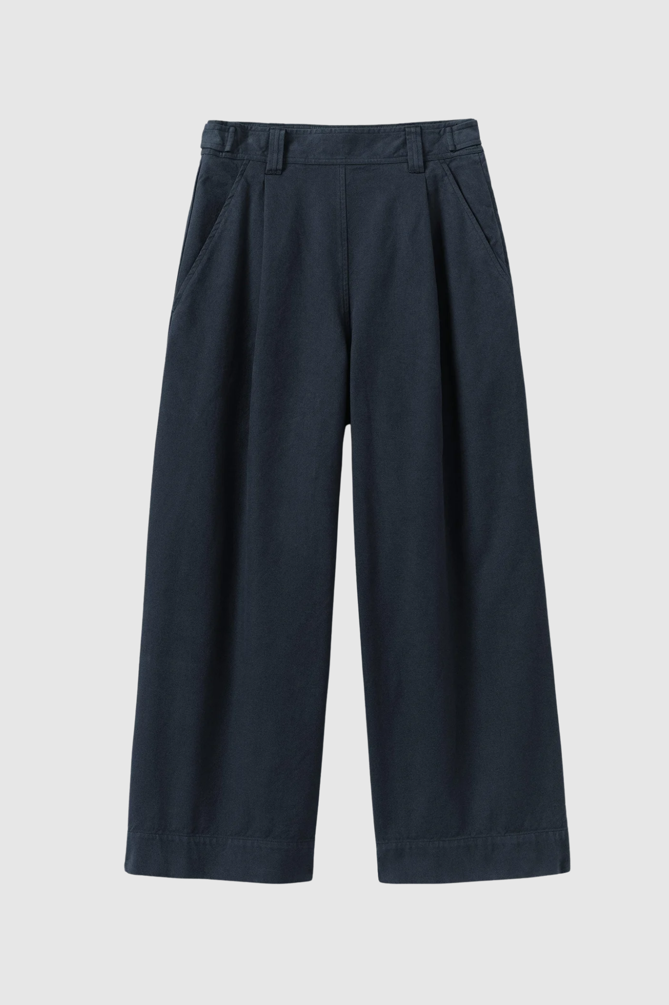 Toast - Cotton Canvas Pleat Front Trousers - Blue Navy
