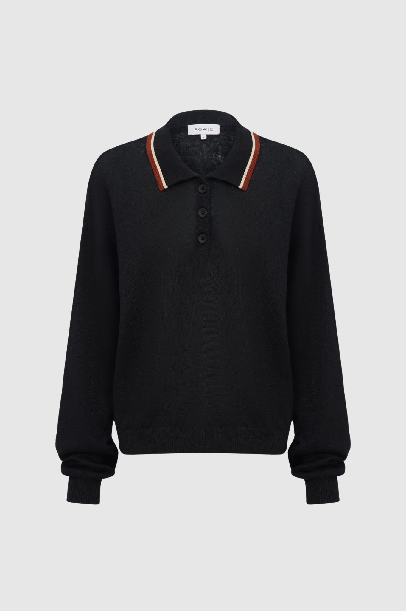 Rowie - Uma Linen Knit Polo Top - Noir
