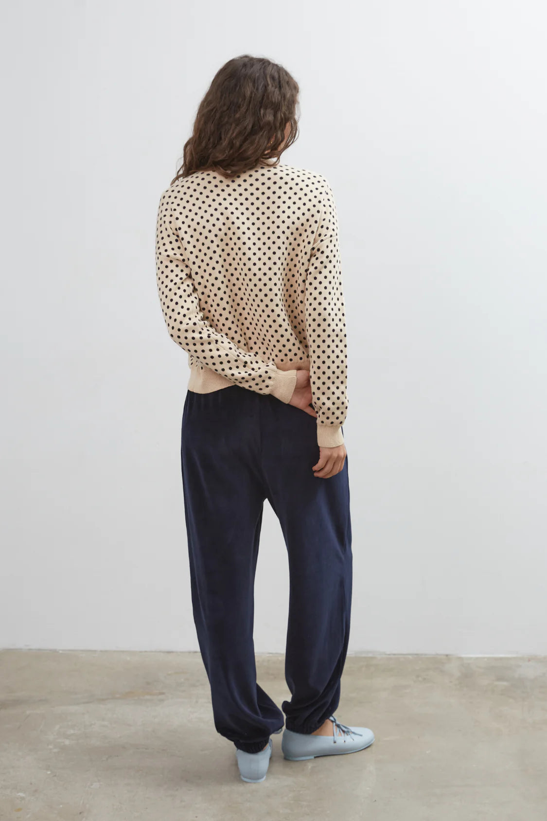 Dawn Cotton Cardigan - Beige Polka Dot