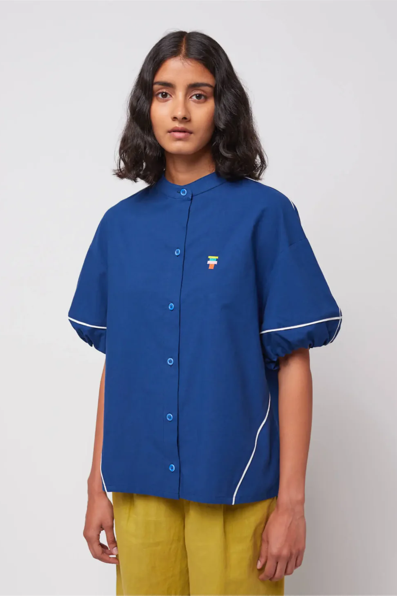 Bobo Choses - Contrast Trim Puff Sleeve Shirt