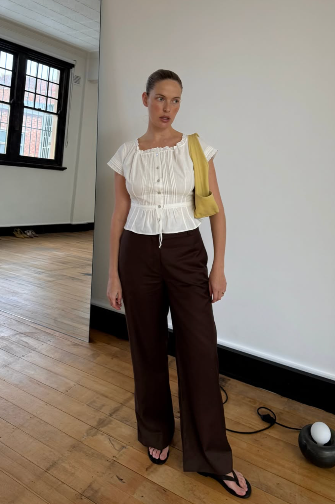 Olga Joan - Pintuck Blouse Bianca