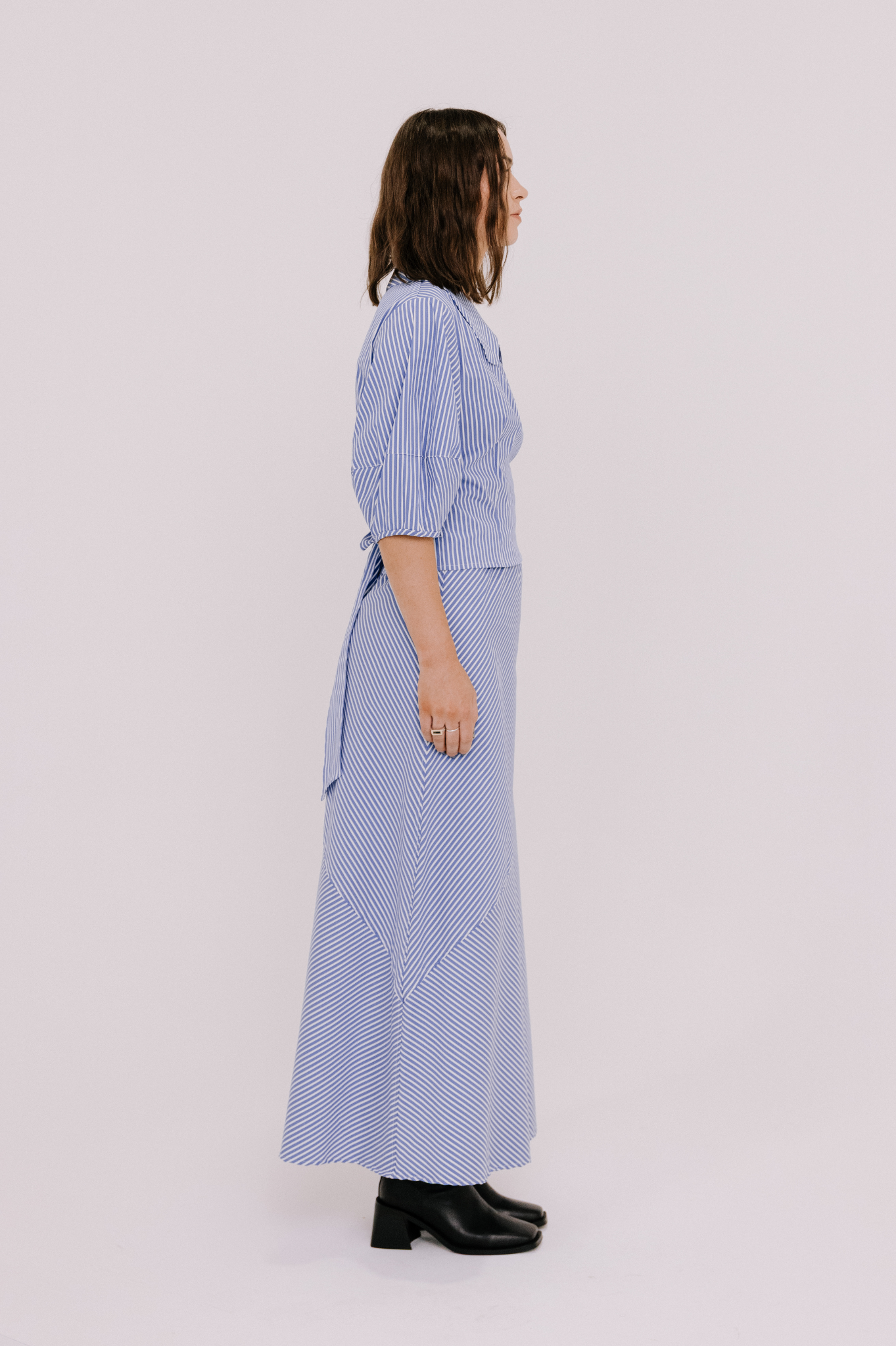 Annie - River Bias Skirt - Blue Stripe