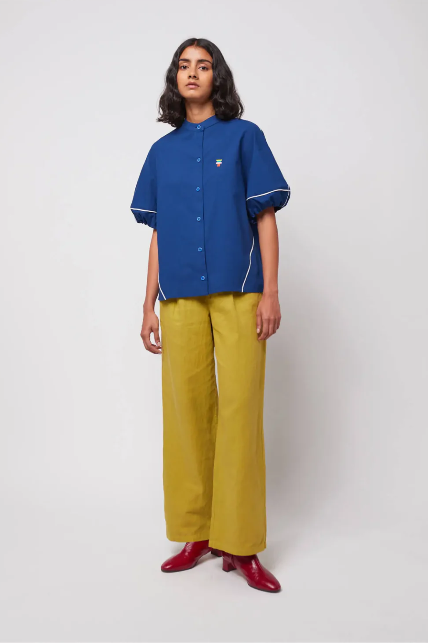 Bobo Choses - Contrast Trim Puff Sleeve Shirt
