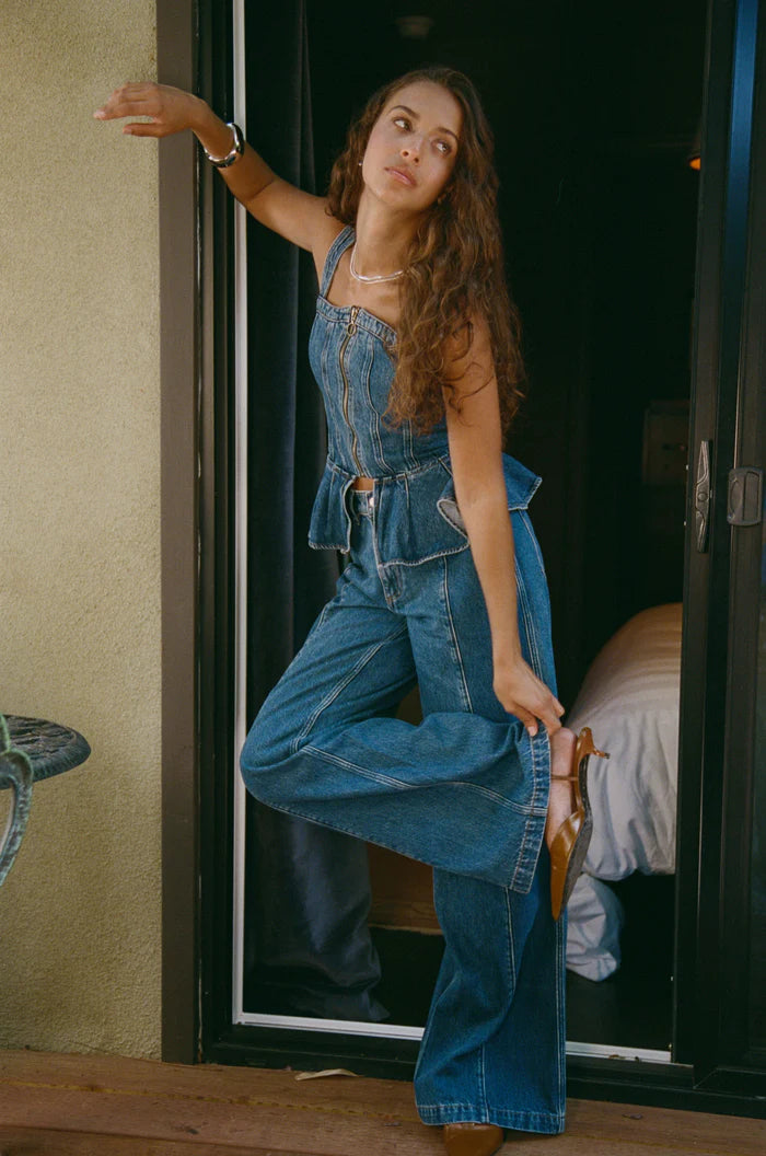 Seventy + Mochi - Bay Wide Leg Jean Two Tone - Phoenix