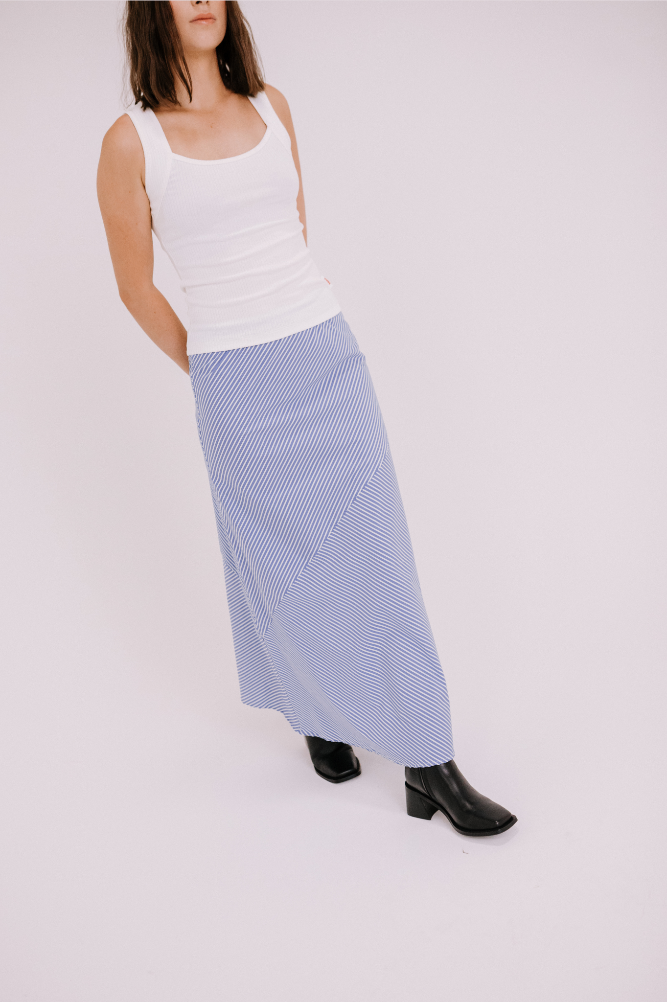 Annie - River Bias Skirt - Blue Stripe