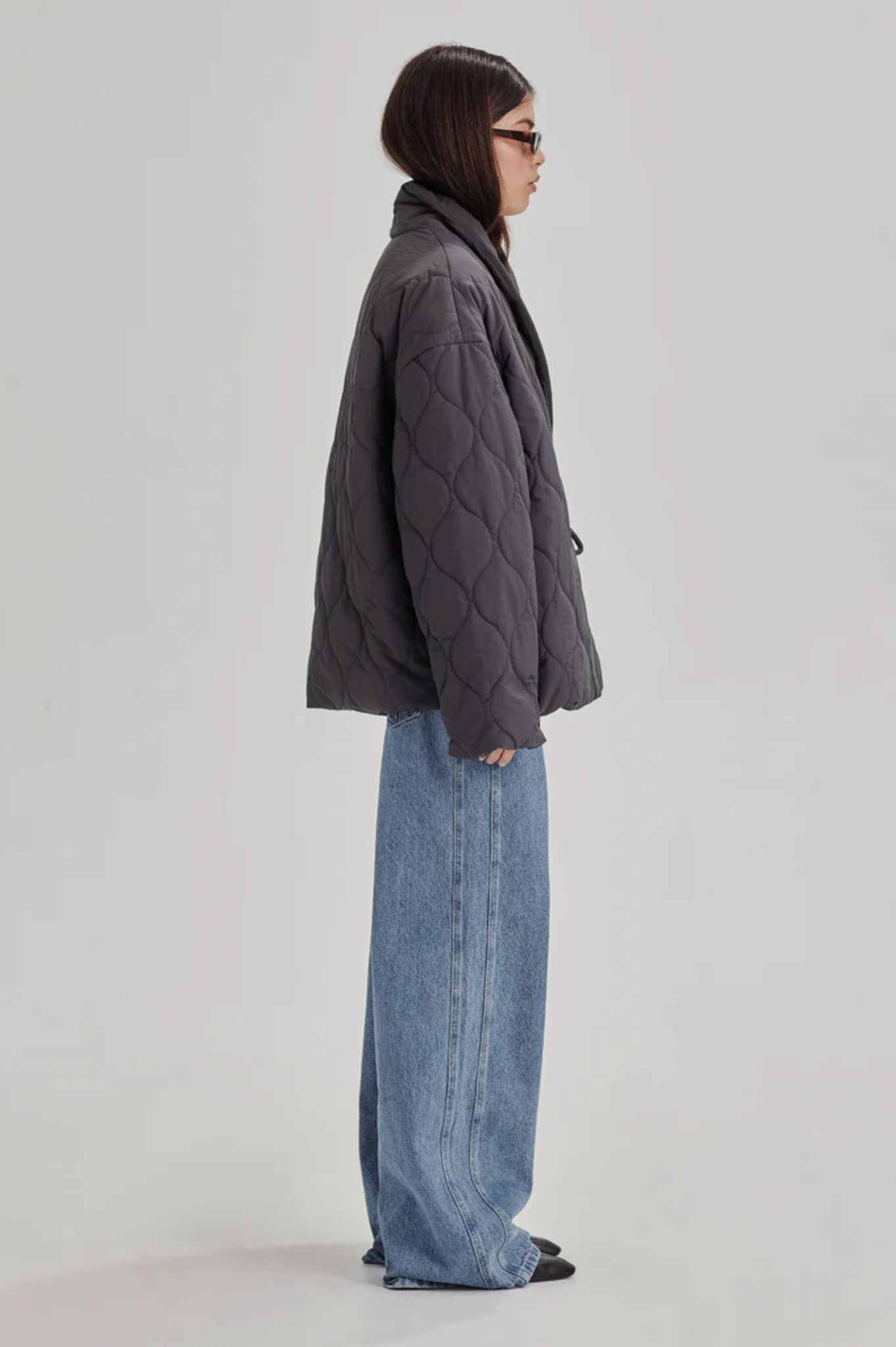 Commoners - Quilted Wrap Jacket - Charcoal