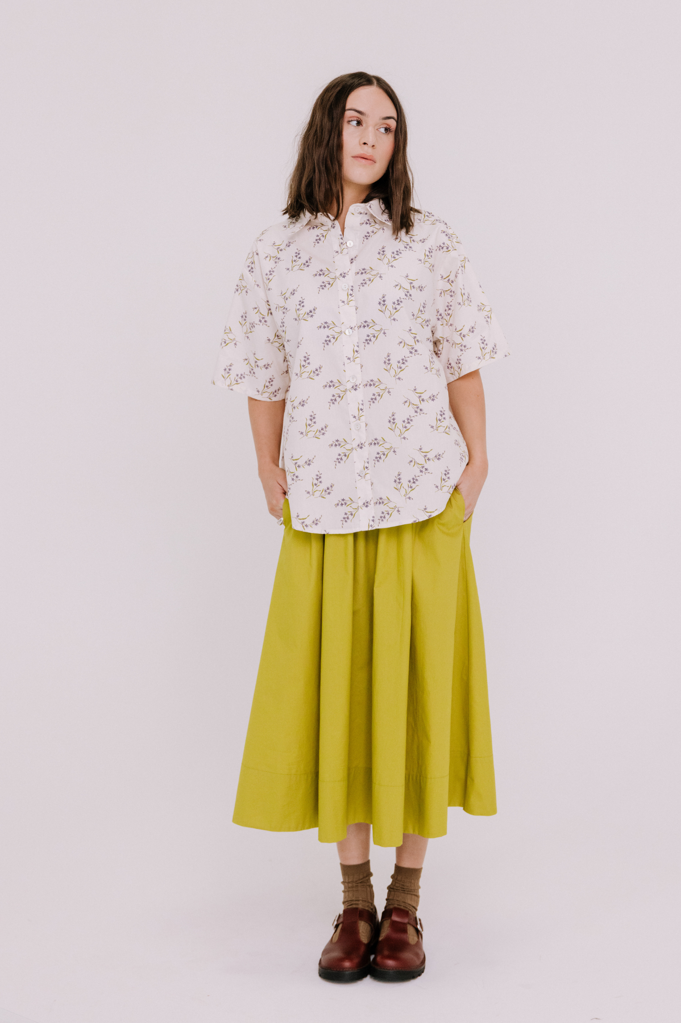 Annie - Jasper Shirt - Winter White Floral