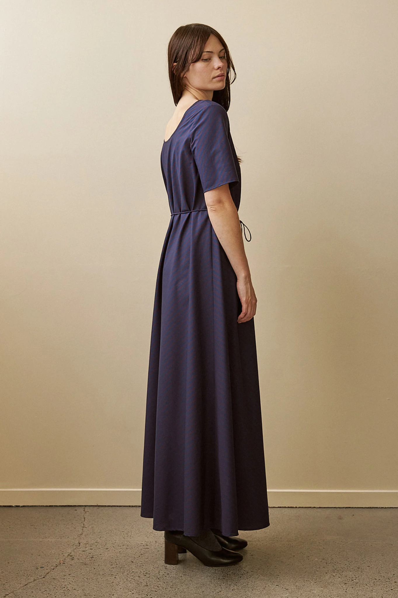 Penny Sage - Tempo Dress - Oxford Plum Stripe