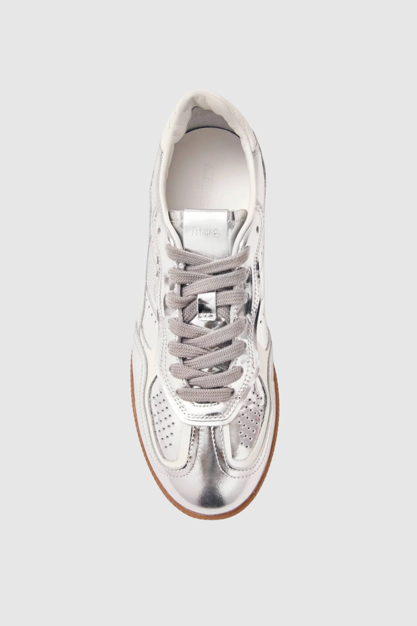Alohas - Tb.490 Rife Shimmer Silver Cream Leather Sneakers