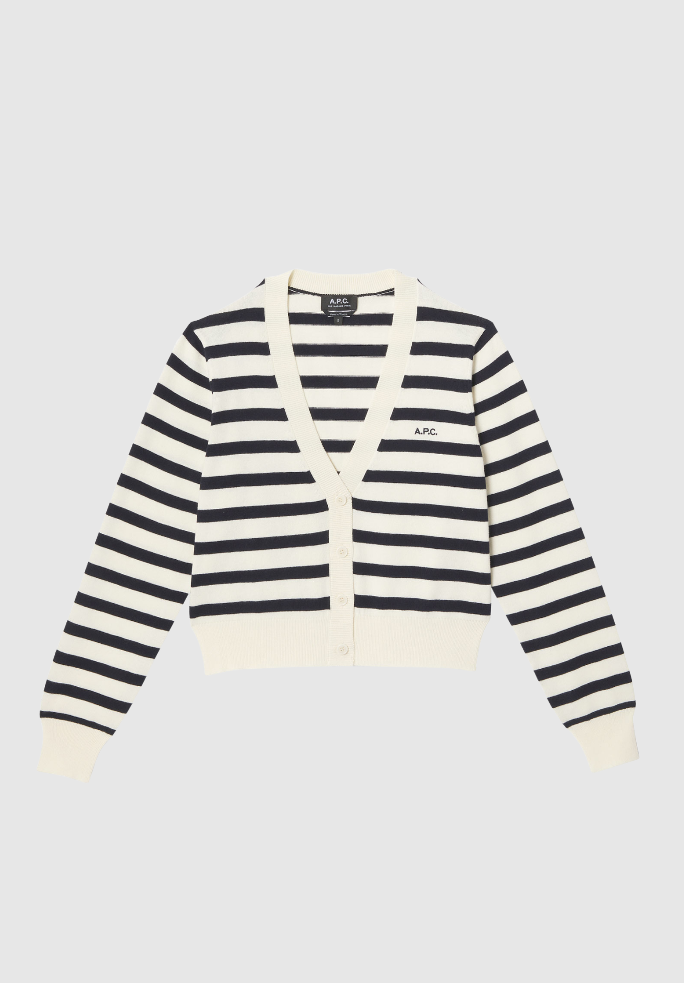 A.P.C - Gaelle Striped Knit Cardigan - White/Dark Navy