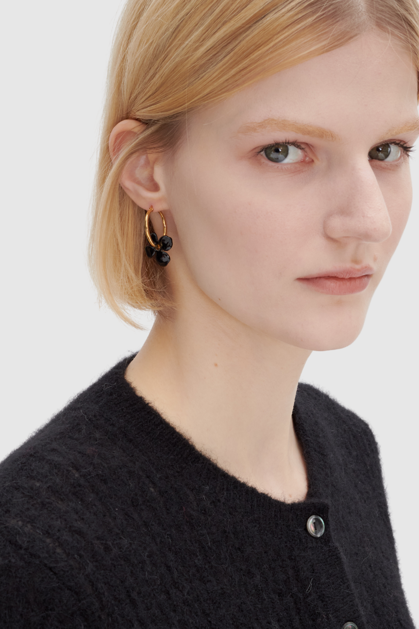 A.P.C - Creole Fleur Earrings - Gold & Black