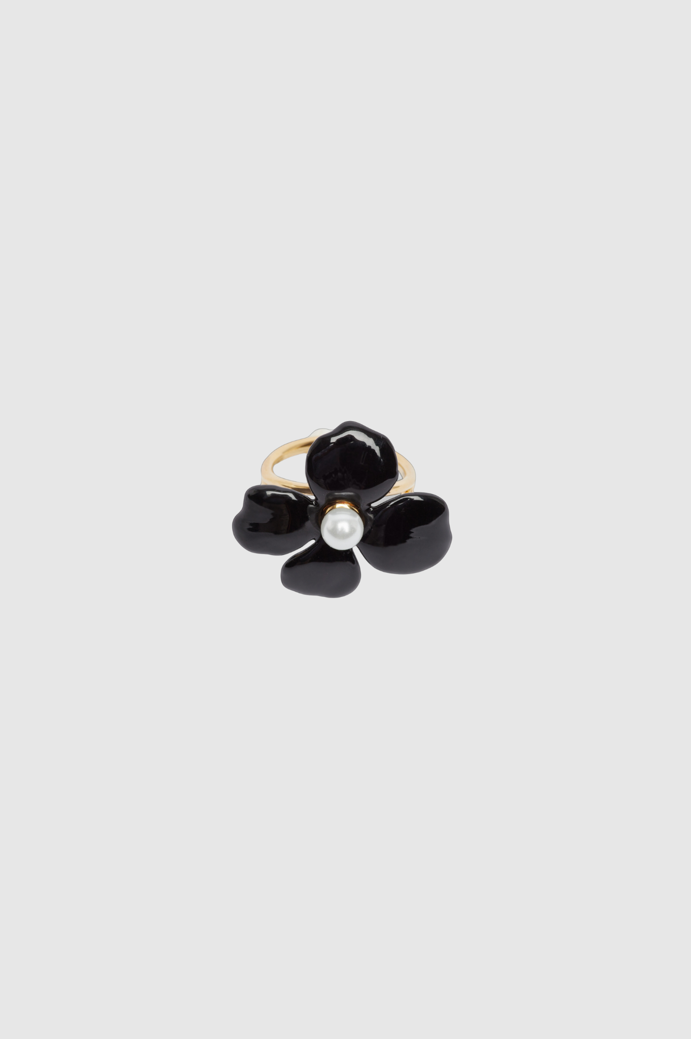 A.P.C -Bague Fleur - Gold & Black