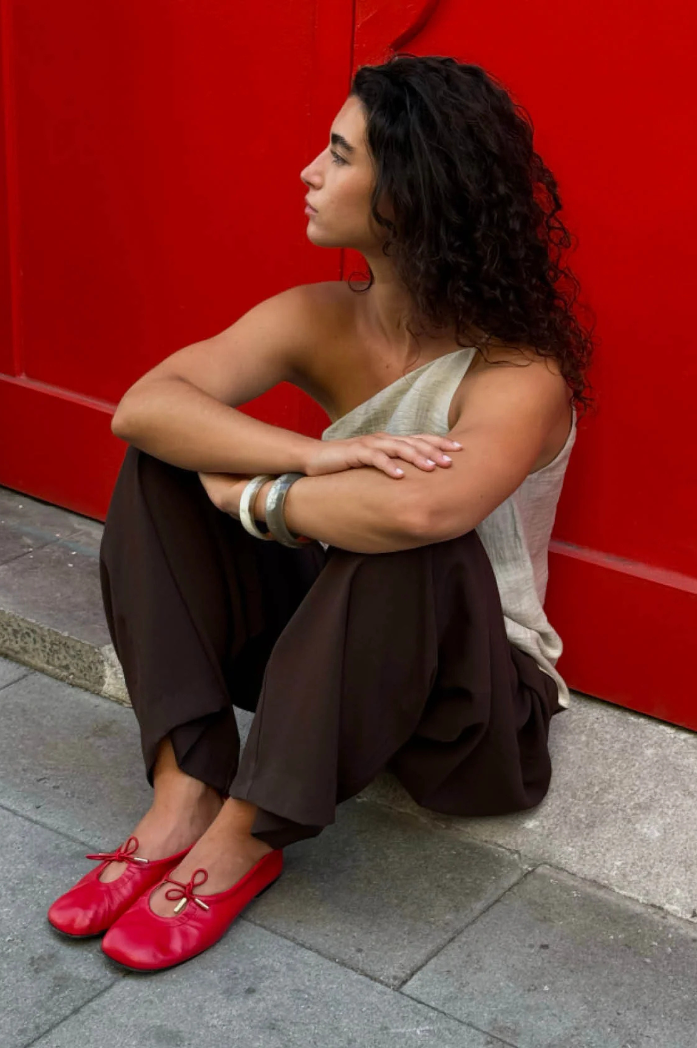 Alohas - Rosalind Leather Ballet Flats - Red