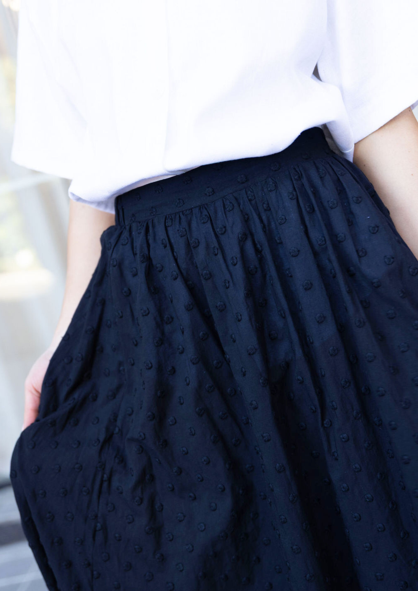 Annie - Rue Skirt - Black Embroidered Spot
