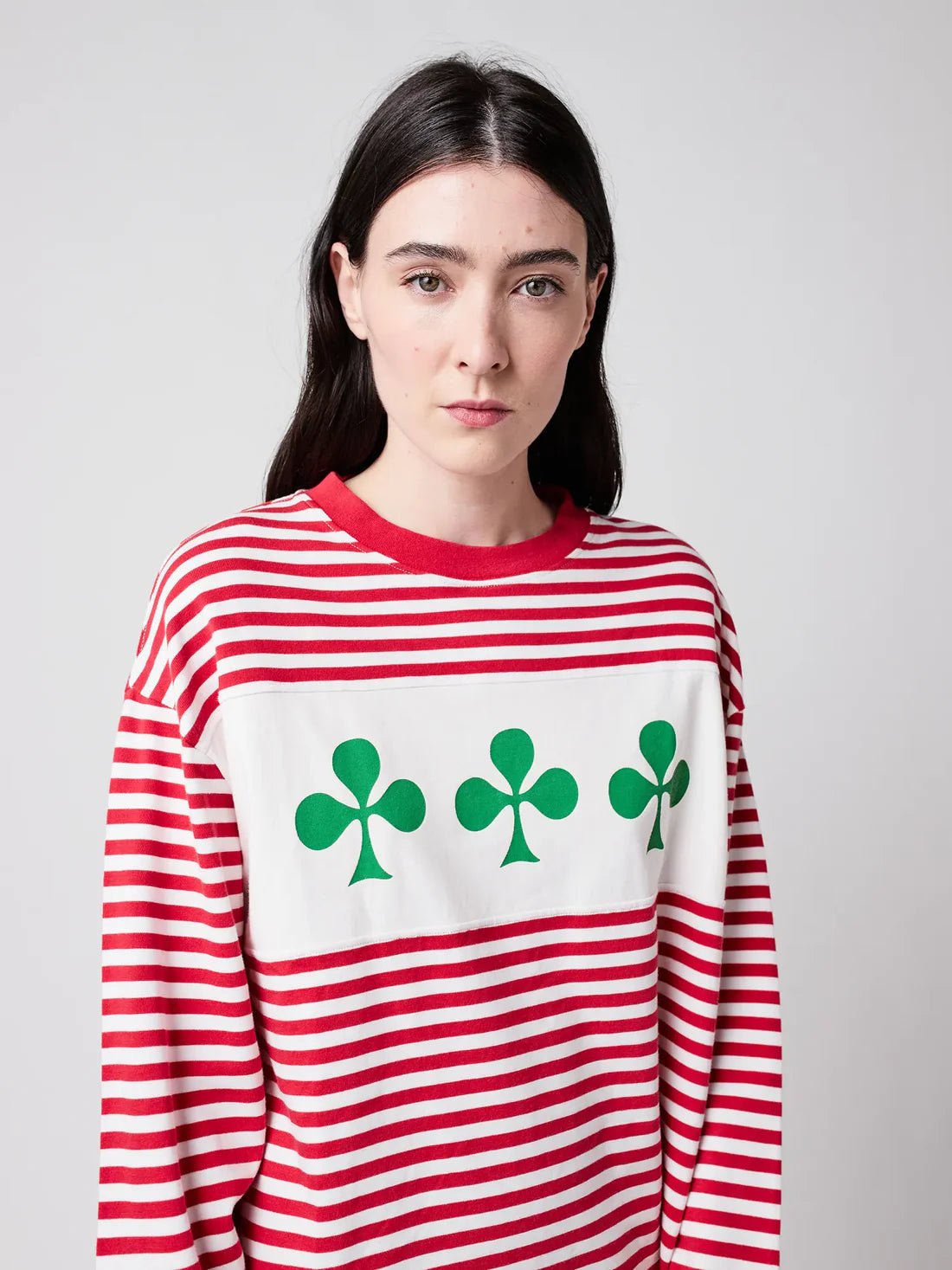 Bobo Choses - Shamrock knitted striped relaxed T‑shirt