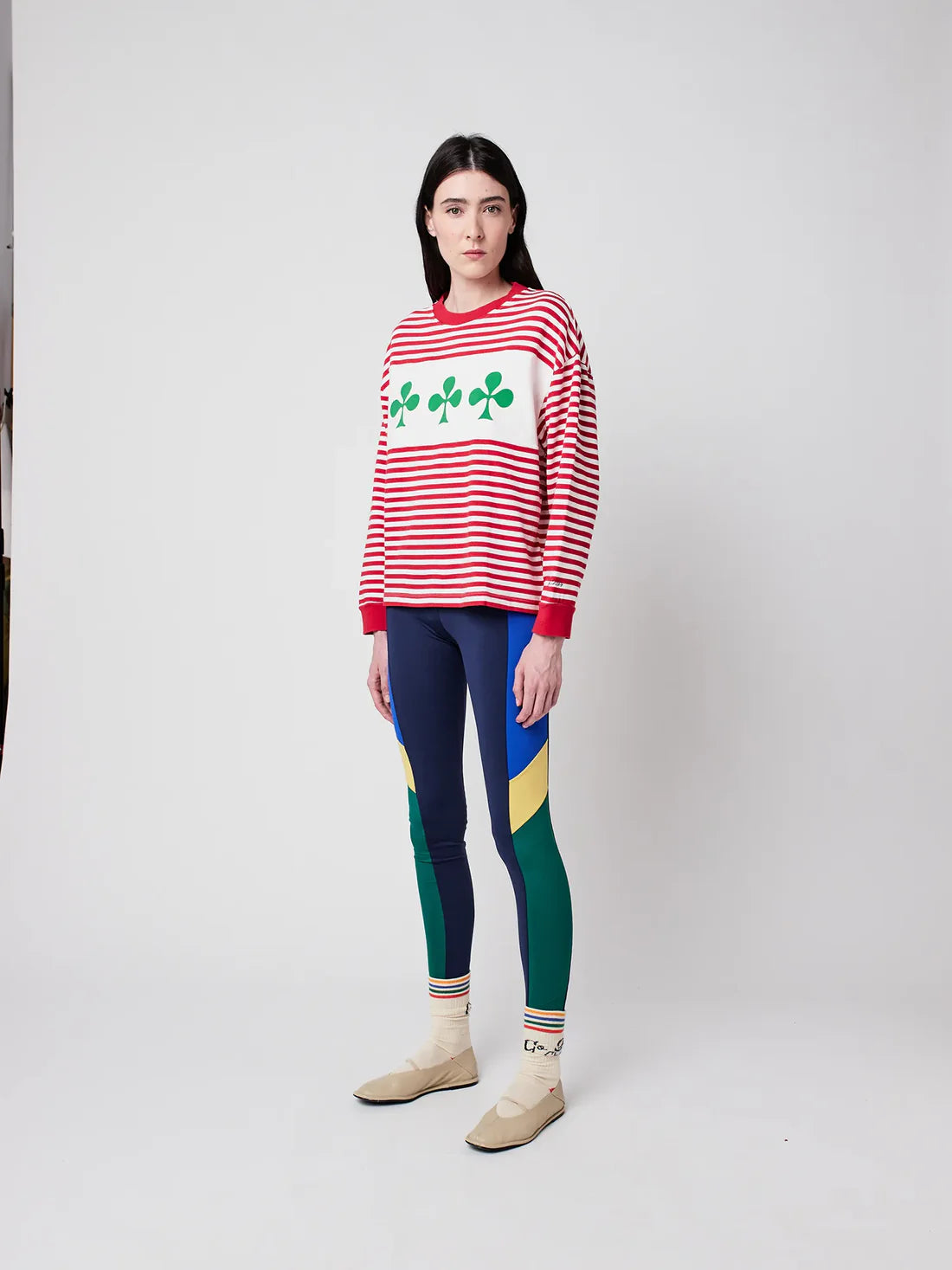 Bobo Choses - Shamrock knitted striped relaxed T‑shirt